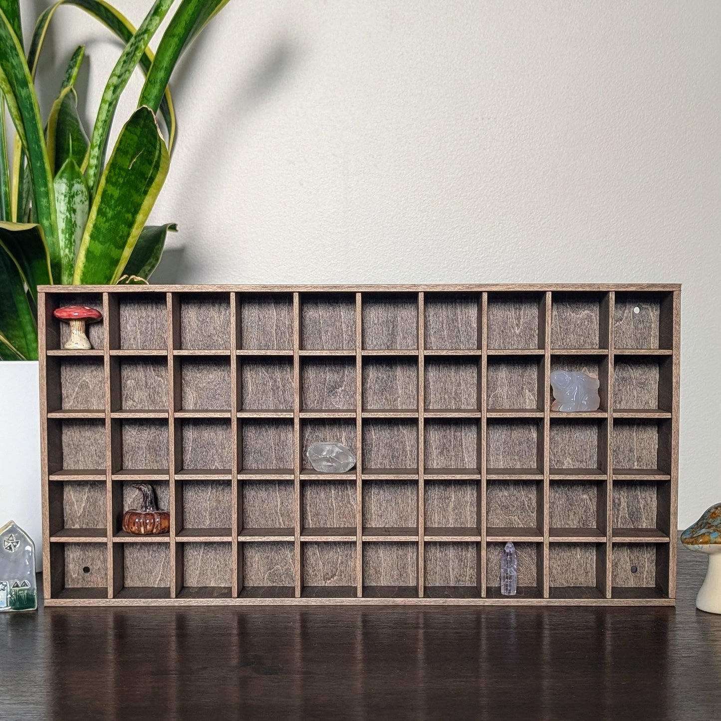 50 Compartment Wooden Display Shelf - 1.5x1.5 - Trinket Shelf - Curio Cabinet