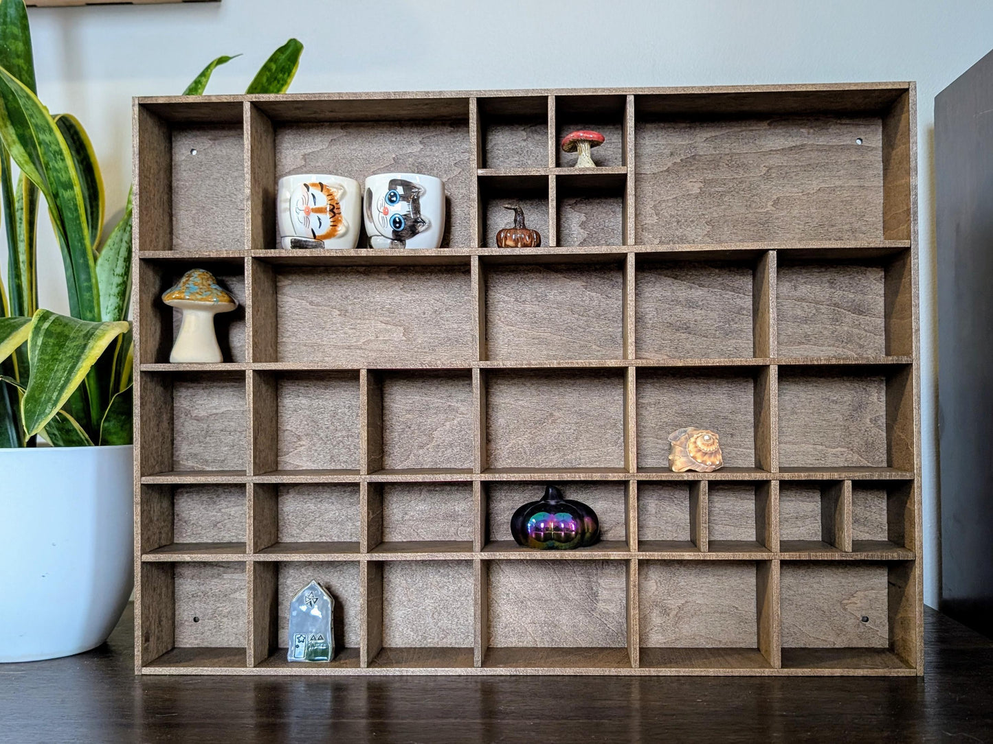 Shadow Box Wooden Display Shelf - Wall Cubby Shelf - Multiple Compartment Sizes - #7d - Trinket Shelf - Curio Cabinet