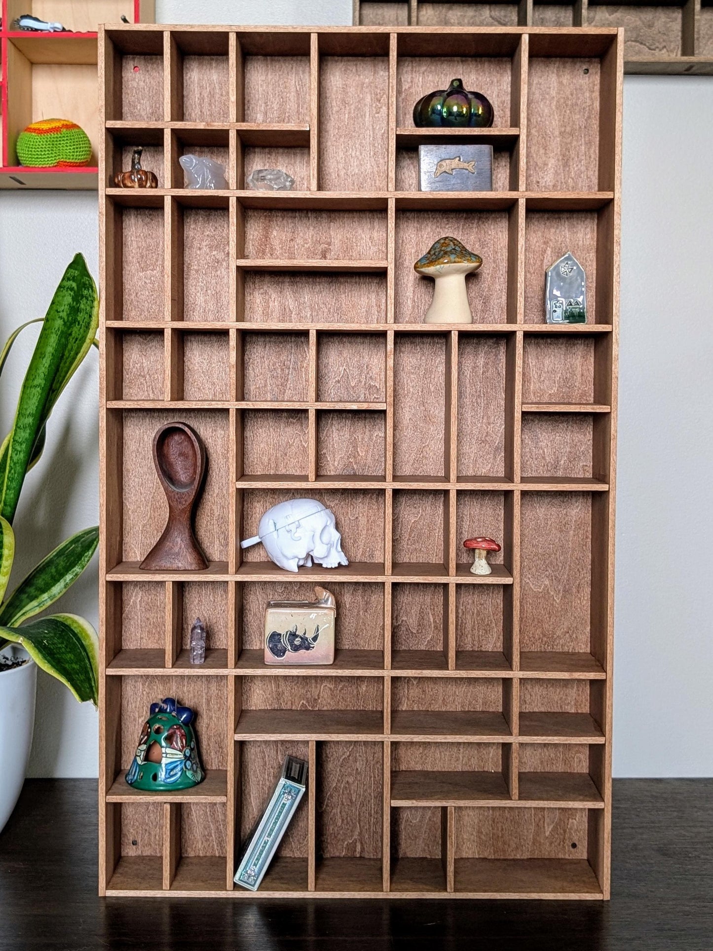 Shadow Box Wooden Display Shelf - Wall Cubby Shelf - Multiple Compartment Sizes - #18a - Trinket Shelf - Curio Cabinet