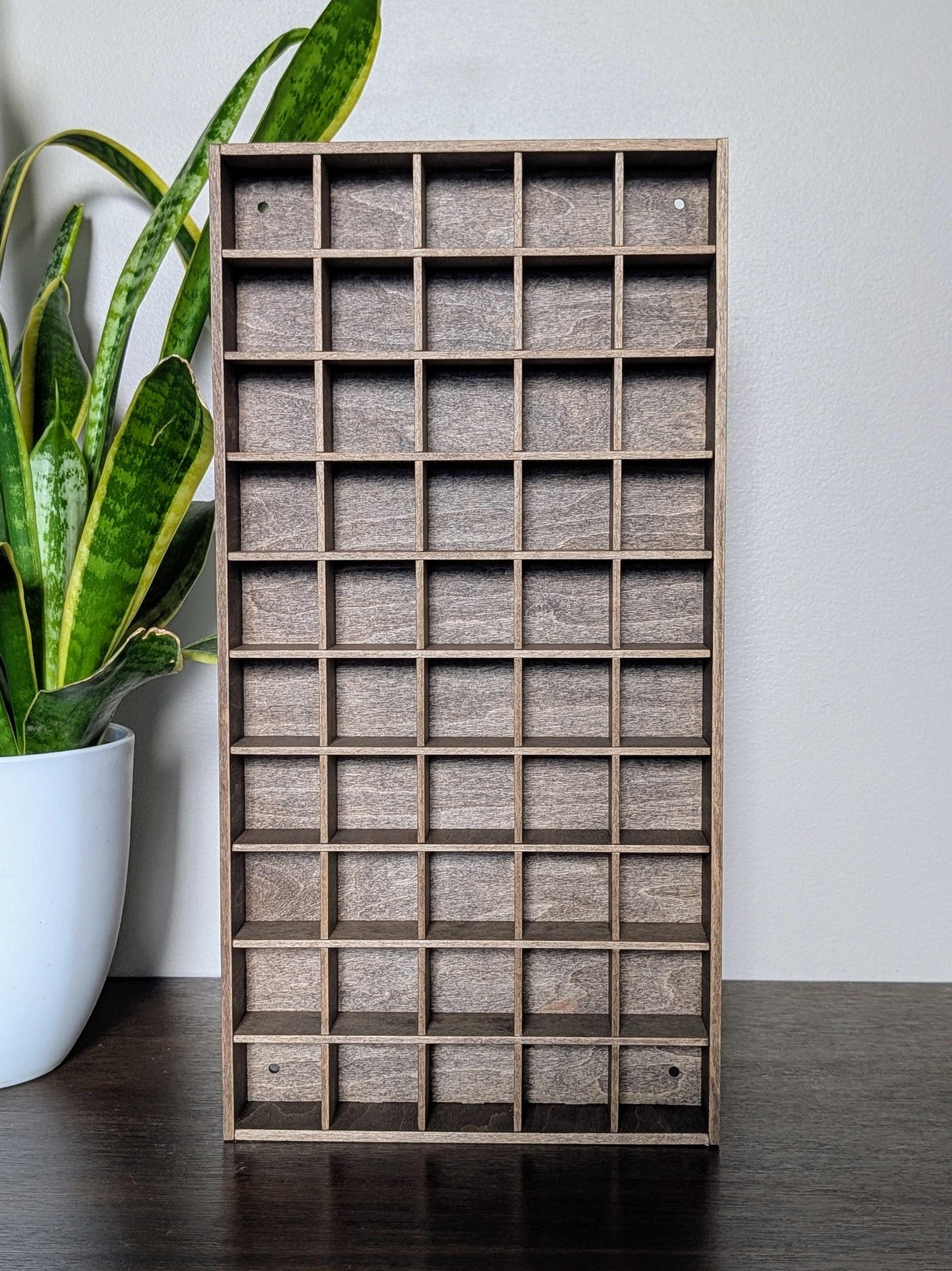 50 Compartment Wooden Display Shelf - 1.5x1.5 - Trinket Shelf - Curio Cabinet