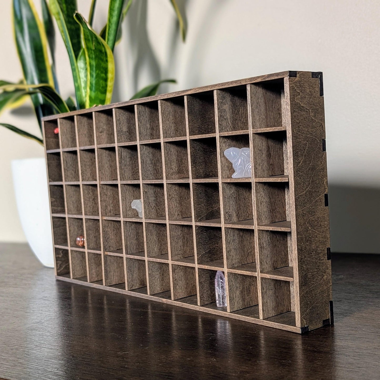 50 Compartment Wooden Display Shelf - 1.5x1.5 - Trinket Shelf - Curio Cabinet