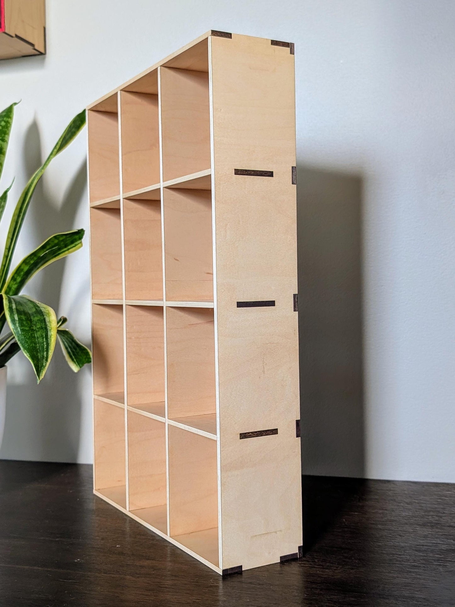 12 Compartment Wooden Display Shelf - 4x4.5 - Trinket Shelf - Curio Cabinet