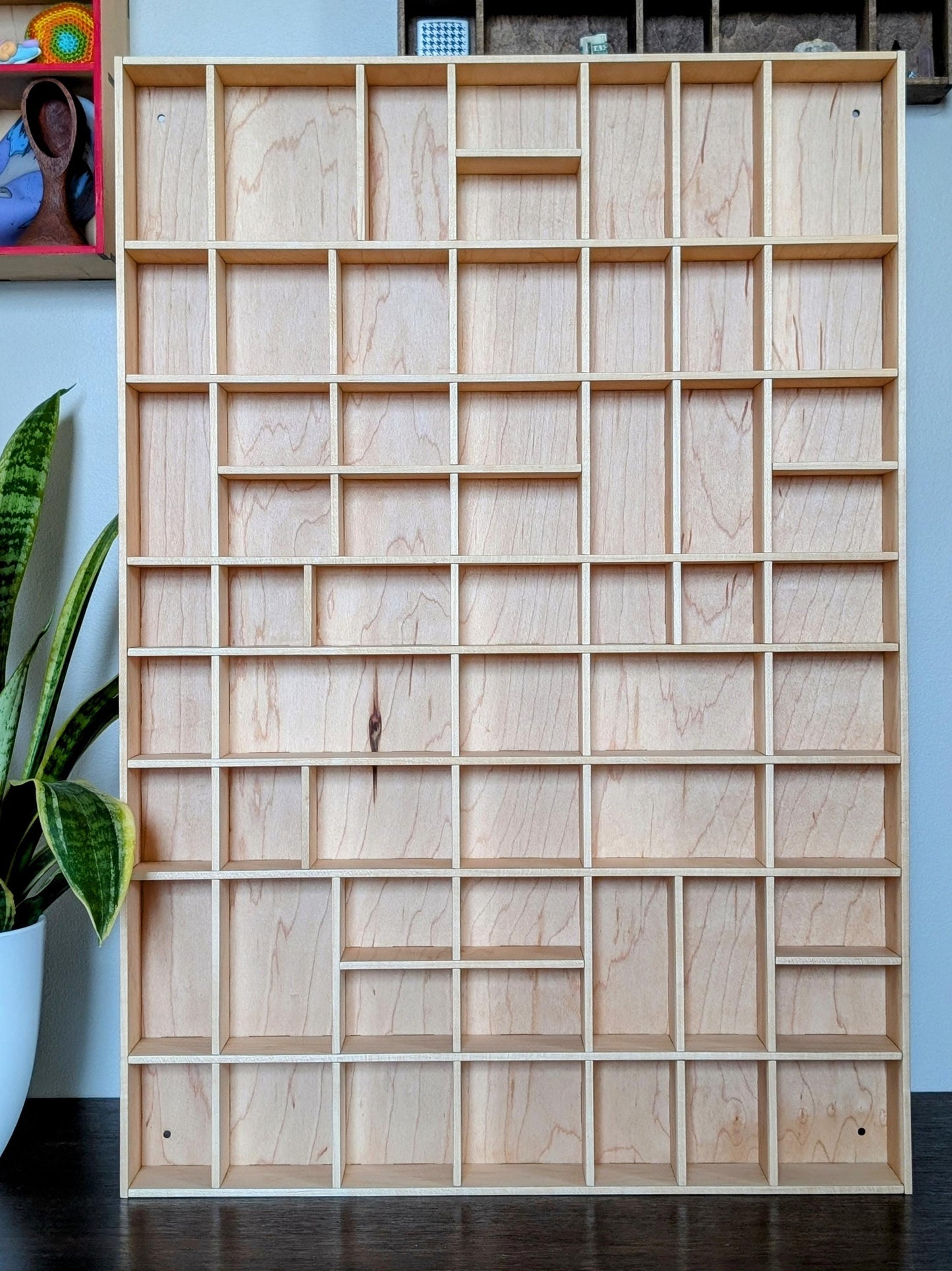 Shadow Box Wooden Display Shelf - Wall Cubby Shelf - Multiple Compartment Sizes - #12A - Trinket Shelf - Curio Cabinet