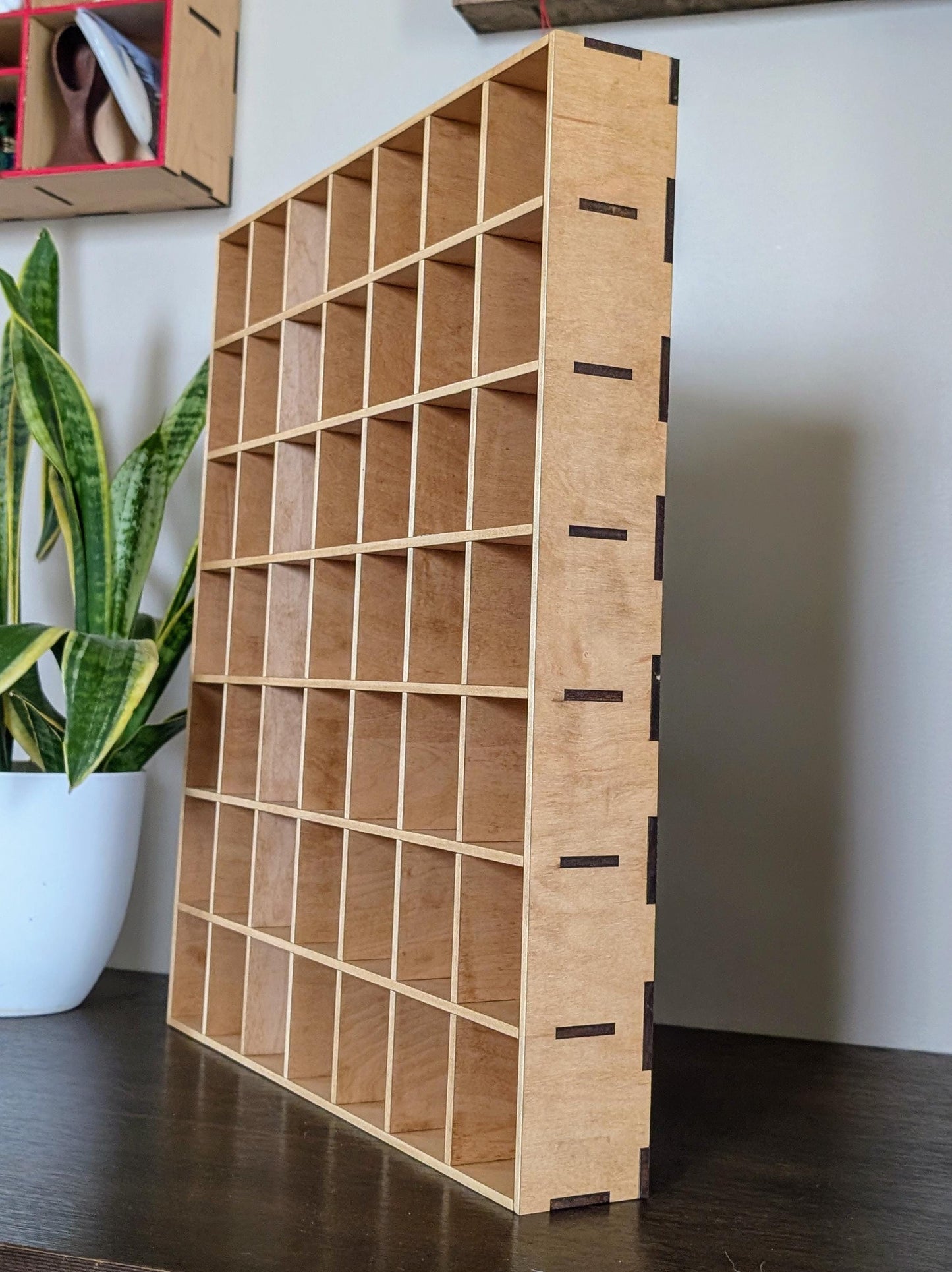 49 Compartment Wooden Display Shelf - 2.75x2.25 - Trinket Shelf - Curio Cabinet