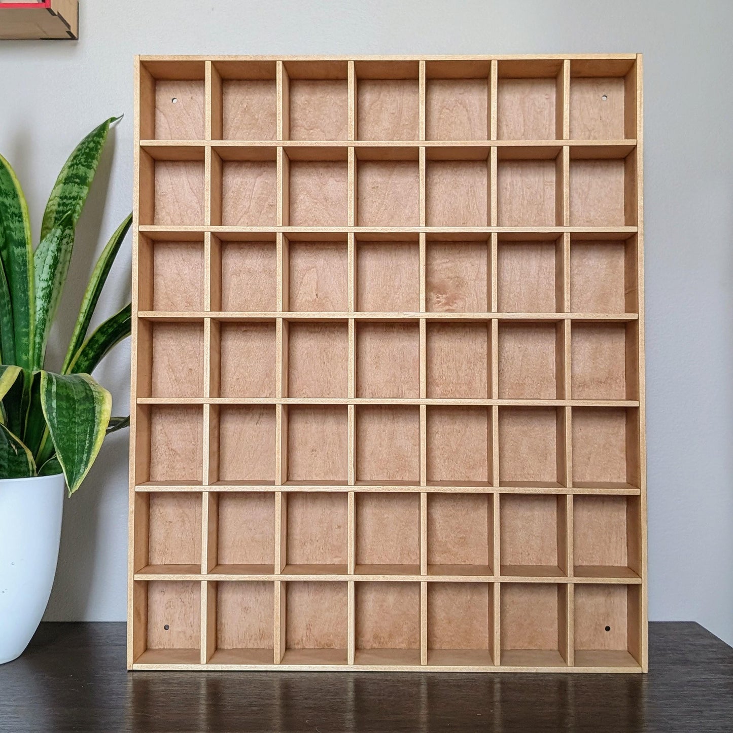 49 Compartment Wooden Display Shelf - 2.75x2.25 - Trinket Shelf - Curio Cabinet