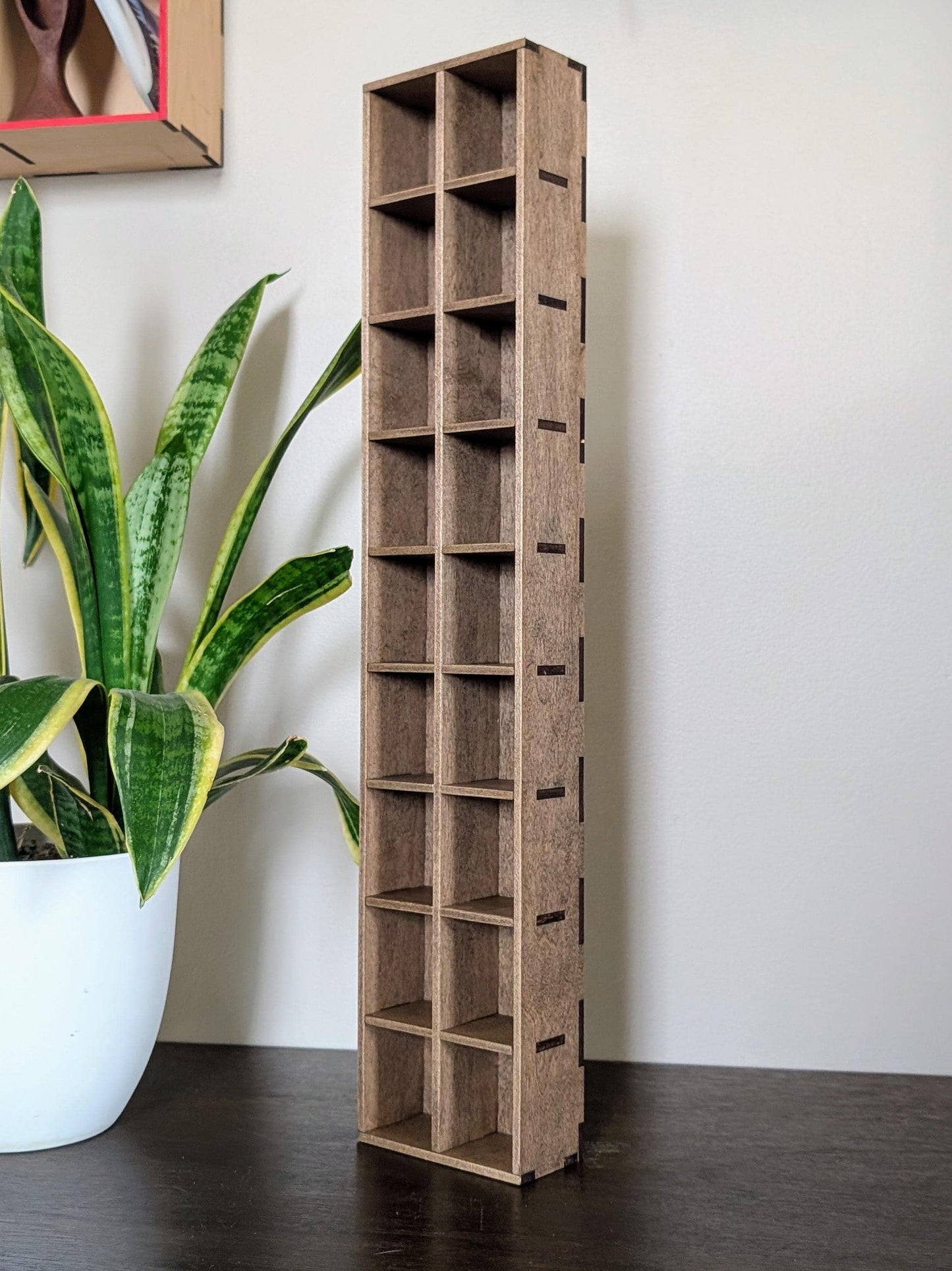 18 Compartment Wooden Display Shelf - 5cmx6cm - Trinket Shelf - Curio Cabinet
