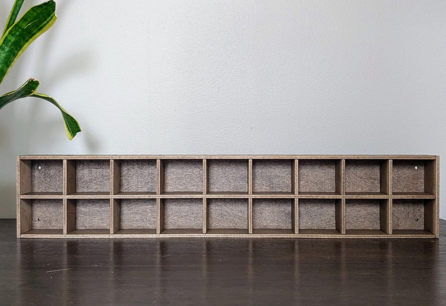 18 Compartment Wooden Display Shelf - 5cmx6cm - Trinket Shelf - Curio Cabinet