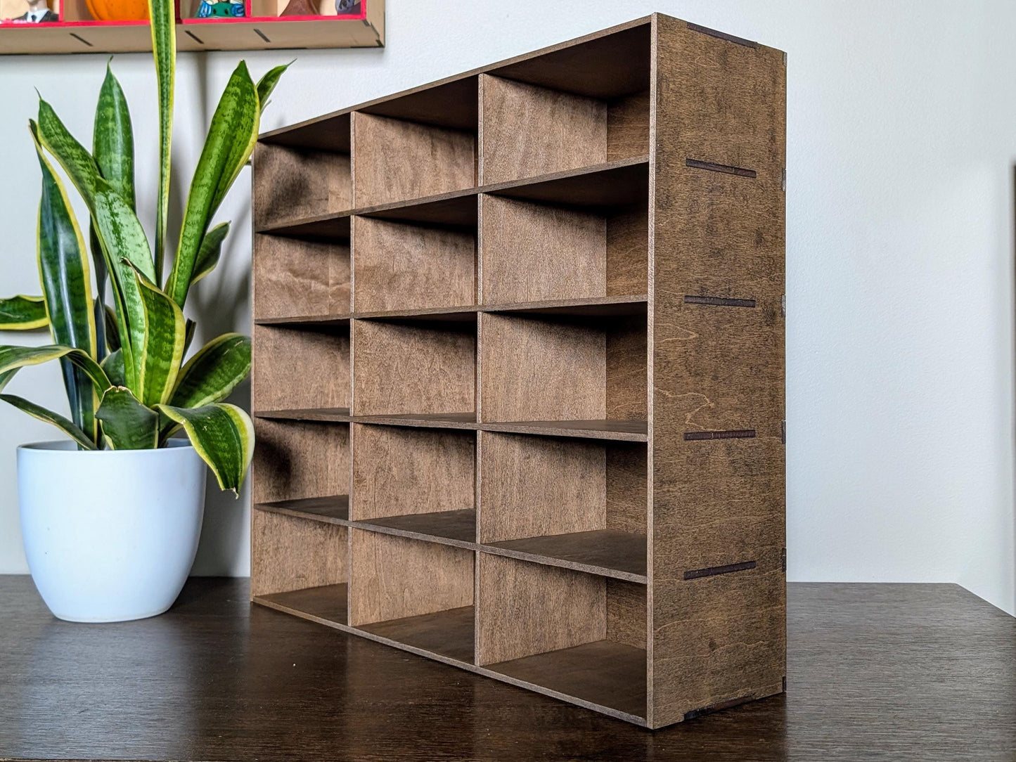15 Compartment Wooden Display Shelf - 3.5x7 - Trinket Shelf - Curio Cabinet