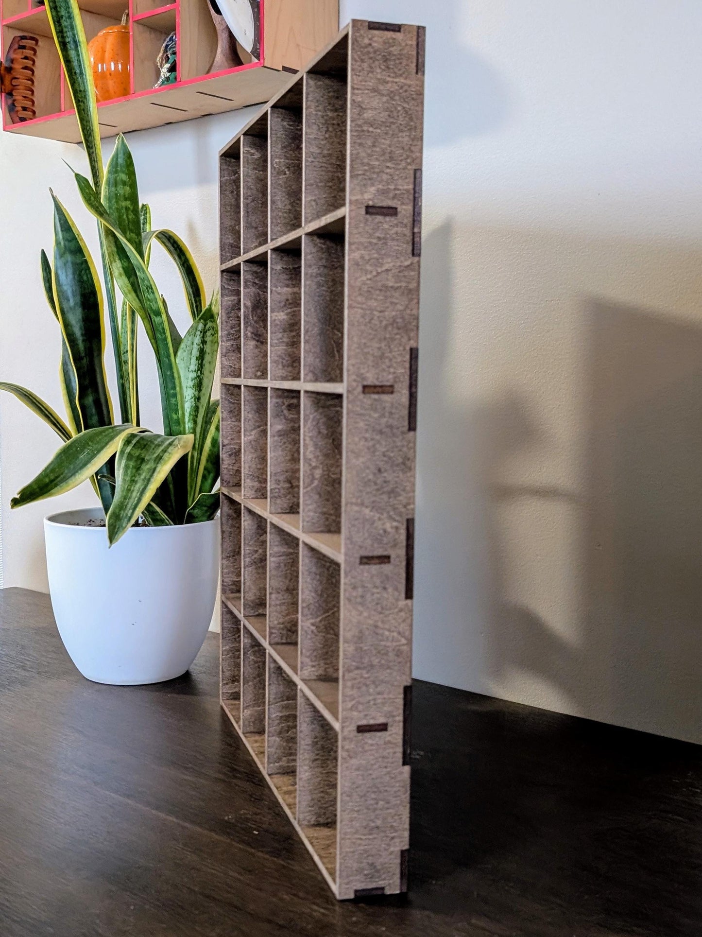 20 Compartment Wooden Display Shelf - 3.75x3.75 - Trinket Shelf - Curio Cabinet
