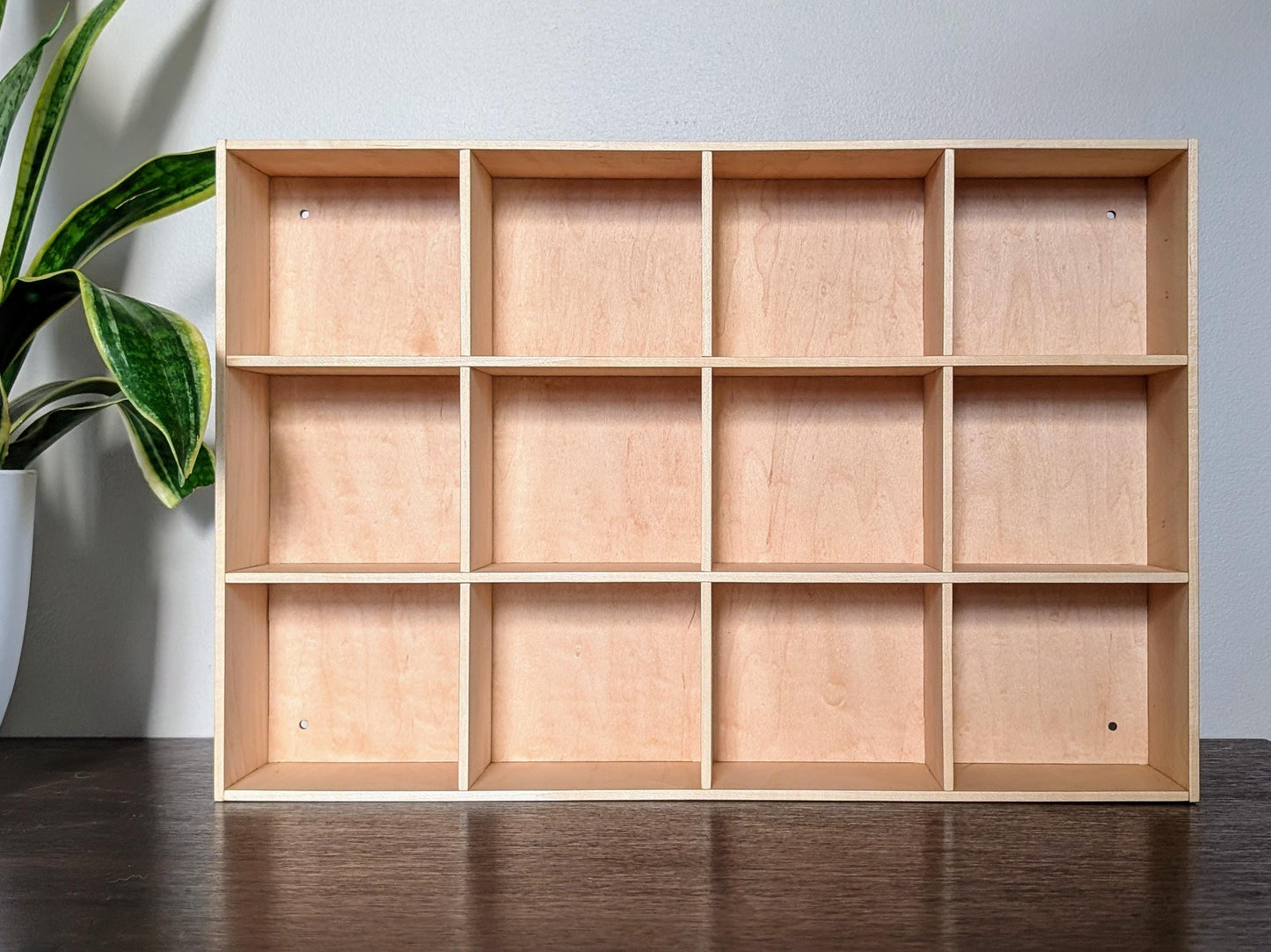 12 Compartment Wooden Display Shelf - 4x4.5 - Trinket Shelf - Curio Cabinet