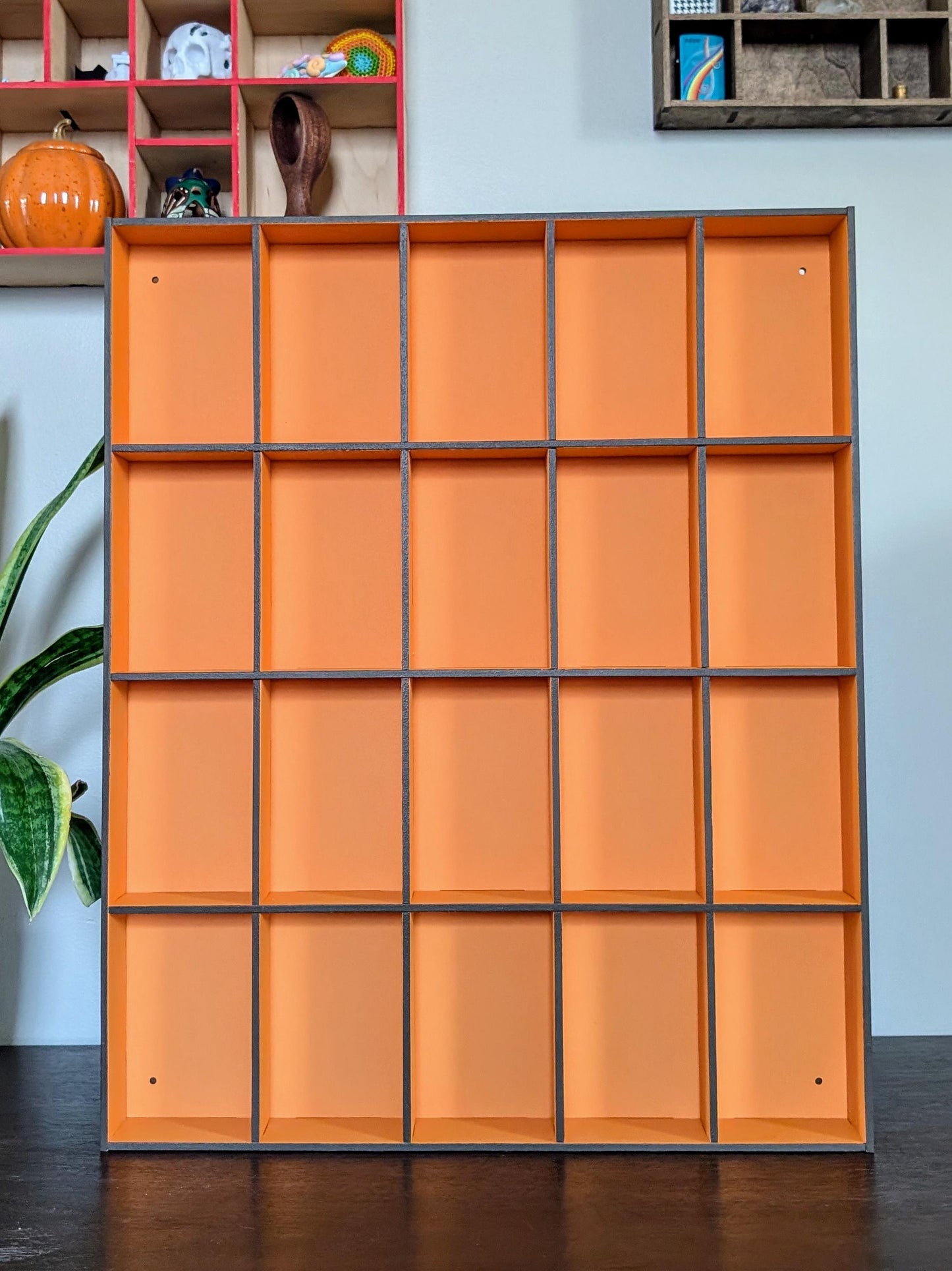 20 Compartment Wooden Display Shelf - 3.5x5.5 - Trinket Shelf - Curio Cabinet