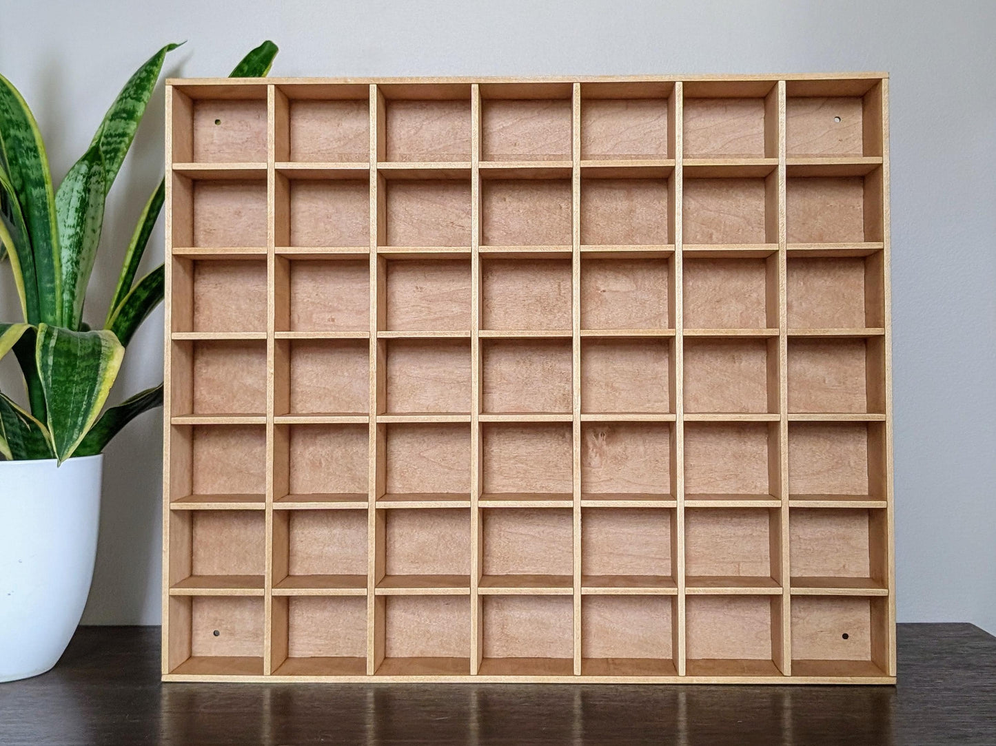 49 Compartment Wooden Display Shelf - 2.75x2.25 - Trinket Shelf - Curio Cabinet
