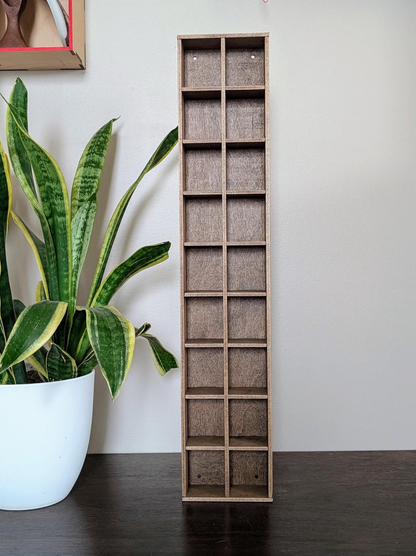 18 Compartment Wooden Display Shelf - 5cmx6cm - Trinket Shelf - Curio Cabinet