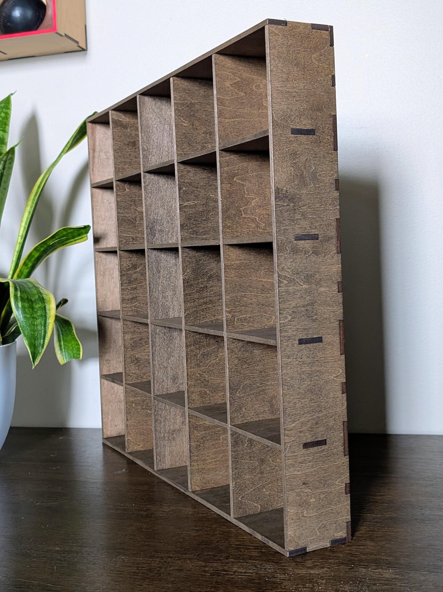 20 Compartment Wooden Display Shelf - 3.75x4 - Trinket Shelf - Curio Cabinet