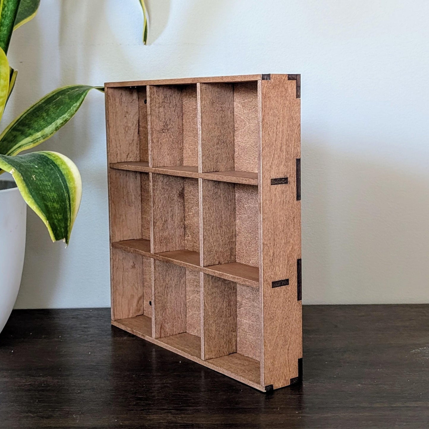 9 Compartment Wooden Display Shelf - 3.25x3.25 - Trinket Shelf - Curio Cabinet