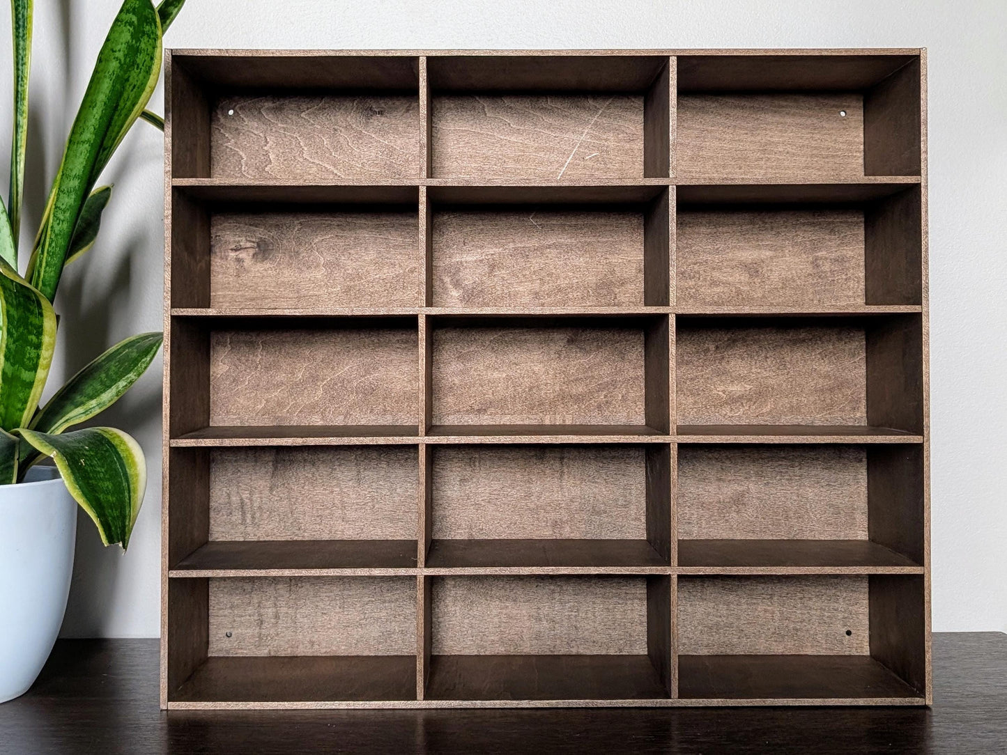 15 Compartment Wooden Display Shelf - 3.5x7 - Trinket Shelf - Curio Cabinet