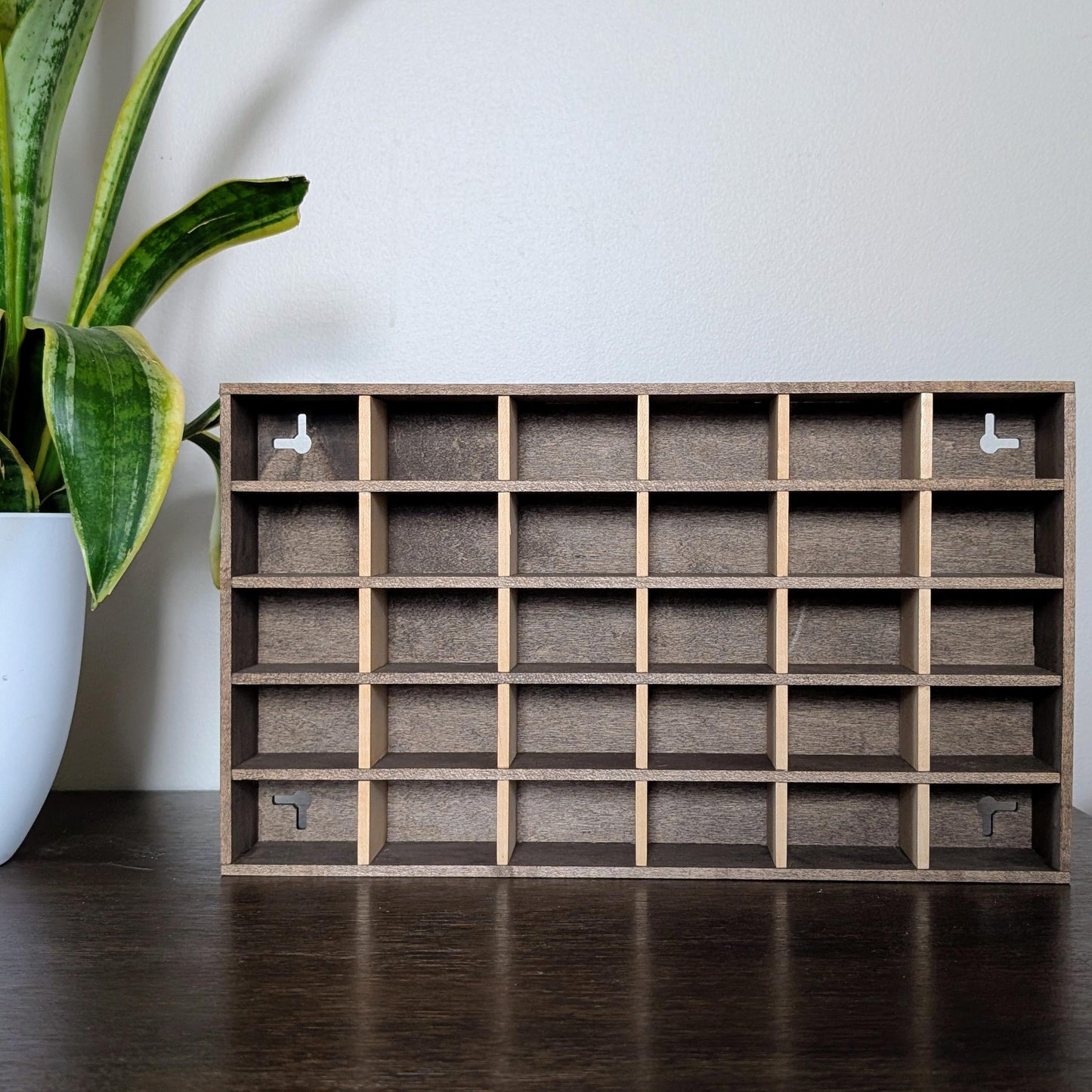 DISCOUNTED 30 Compartment Wooden Display Shelf - 2.25x1.5 - Trinket Shelf - Curio Cabinet