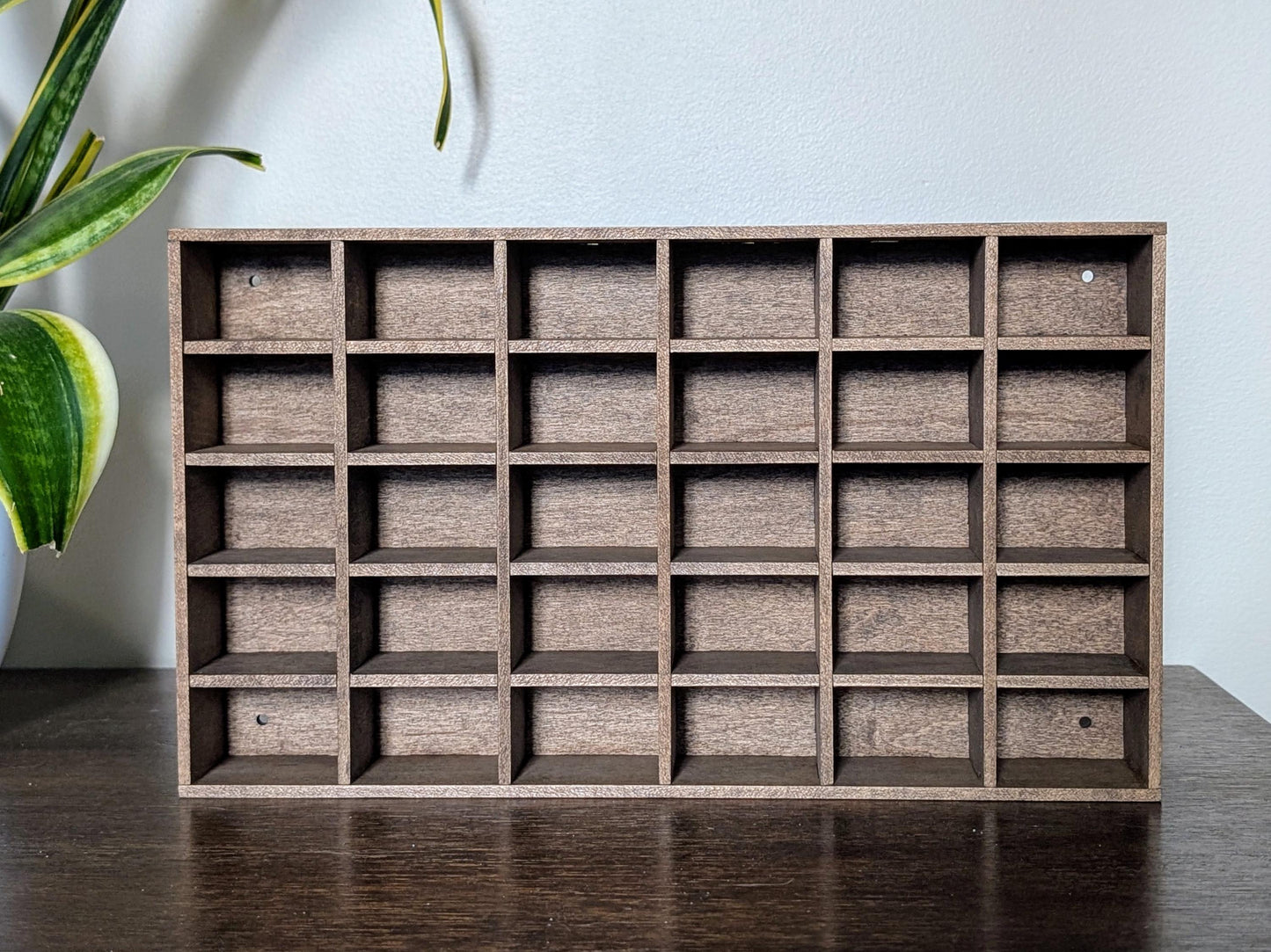 30 Compartment Wooden Display Shelf - 2.25x1.5 - Trinket Shelf - Curio Cabinet