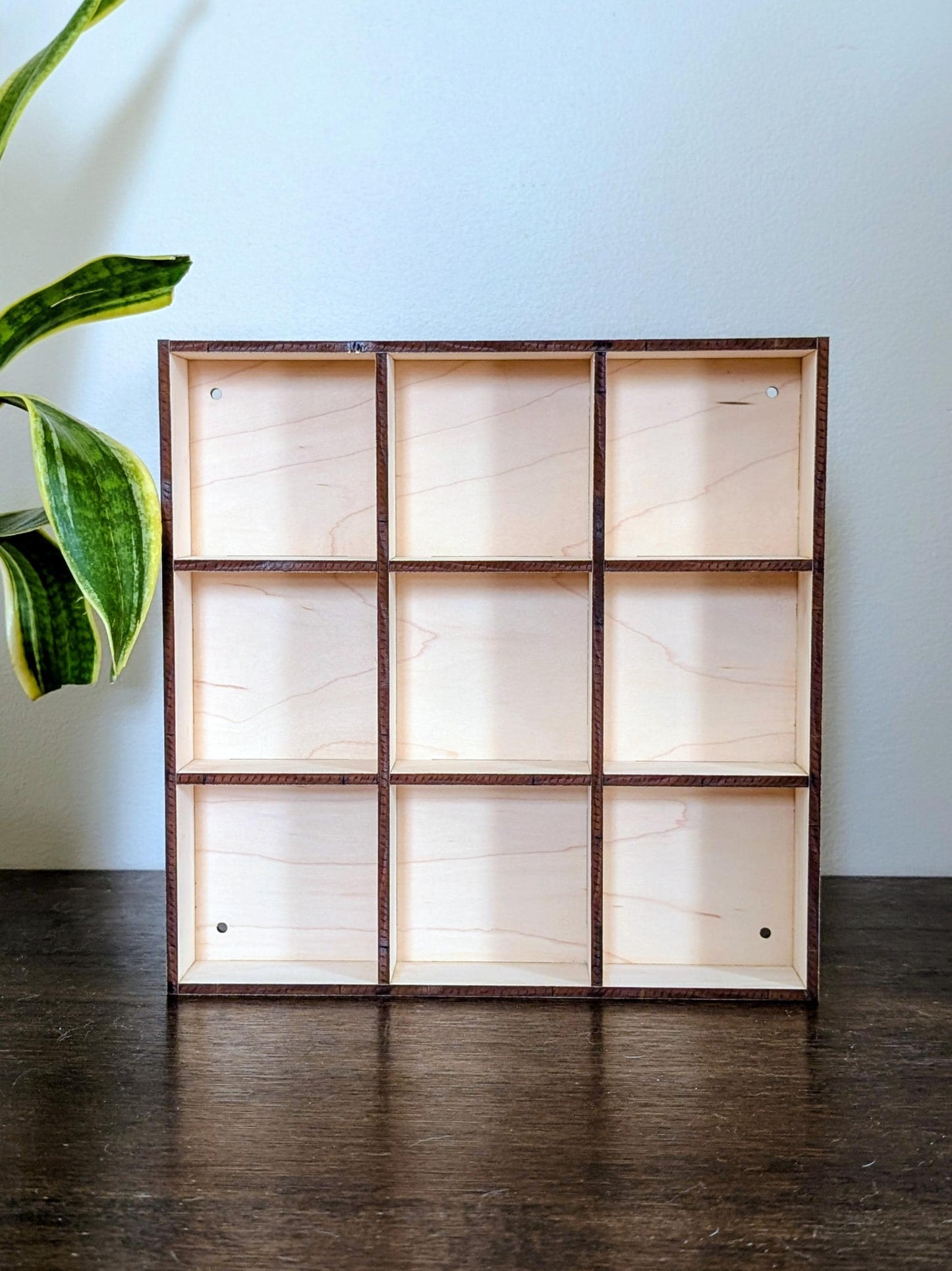 9 Compartment Wooden Display Shelf - 3.25x3.25 - Trinket Shelf - Curio Cabinet