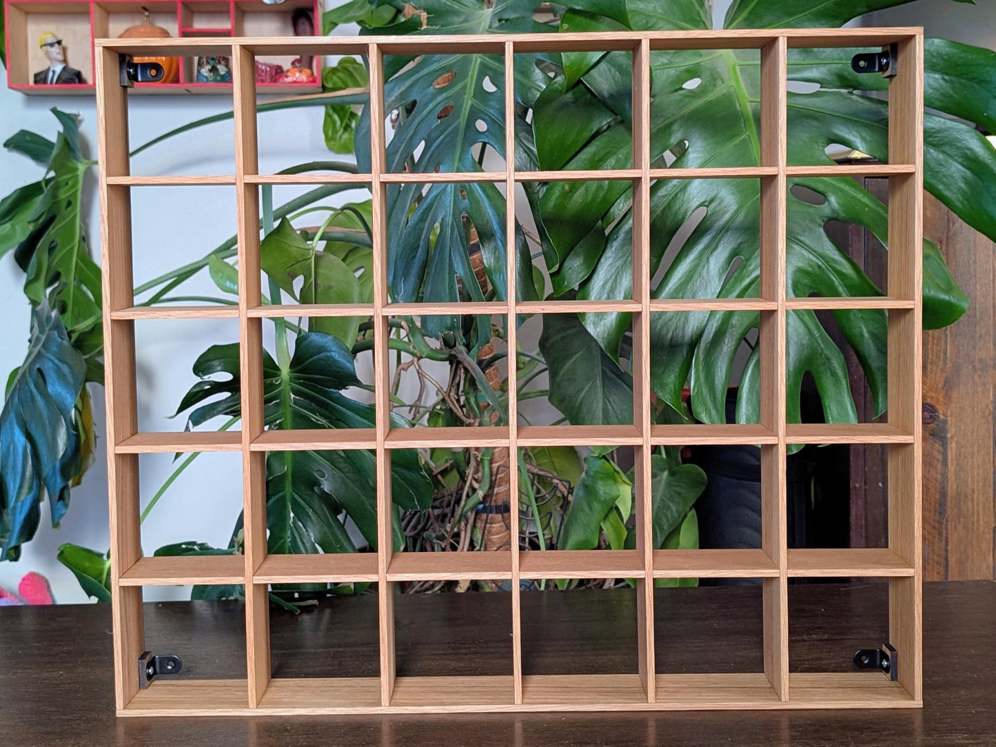 30 Compartment Wooden Display Shelf - 4x4 - Trinket Shelf - Curio Cabinet