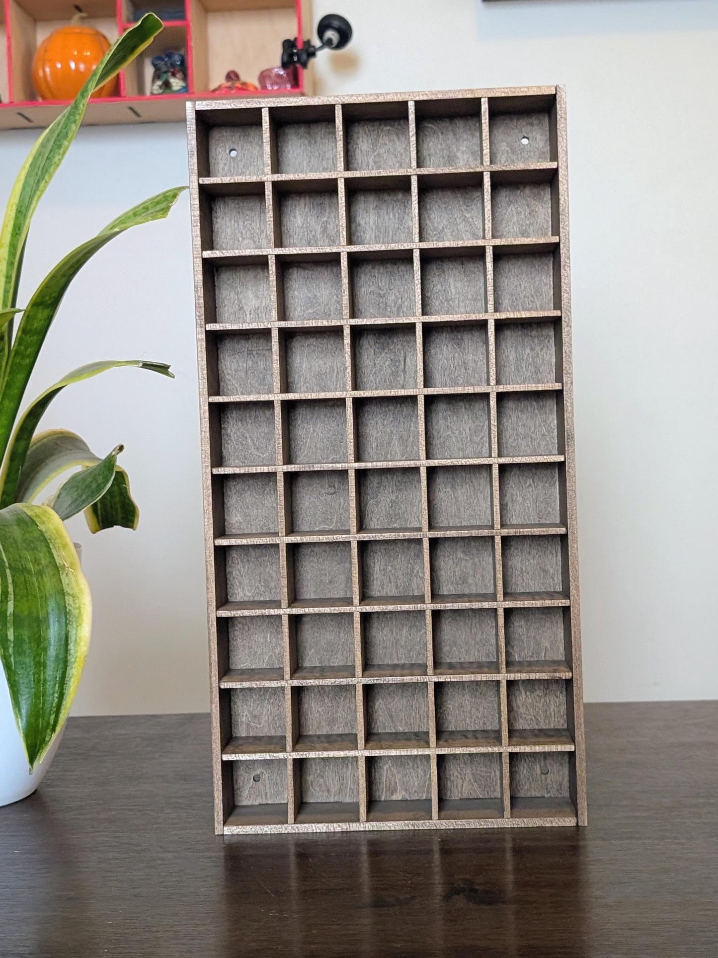 50 Compartment Wooden Display Shelf - 1.5x1.5 - Trinket Shelf - Curio Cabinet