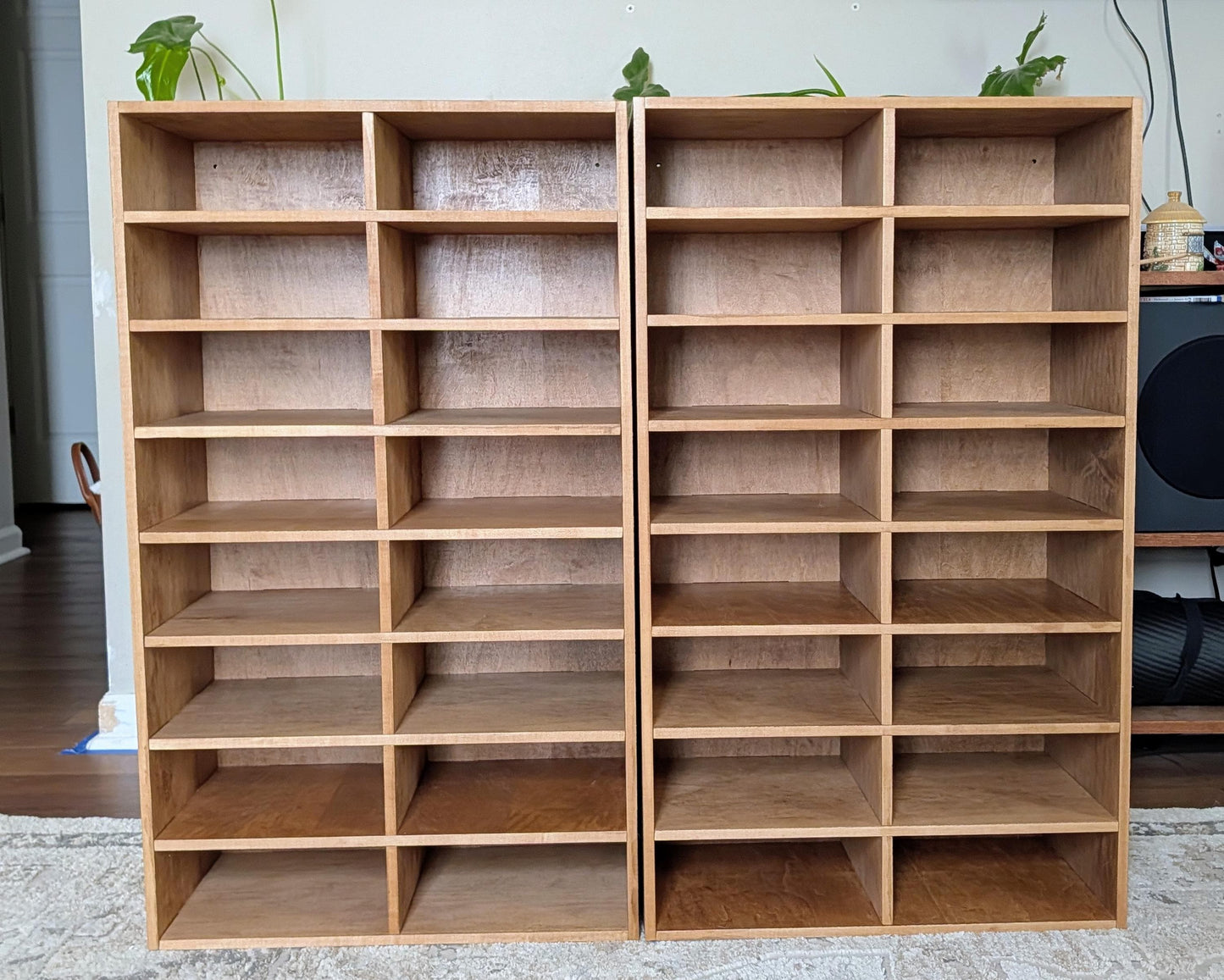 16 Compartment Wooden Display Shelf School Mailbox - 4x10 - Trinket Shelf - Curio Cabinet - Cubic