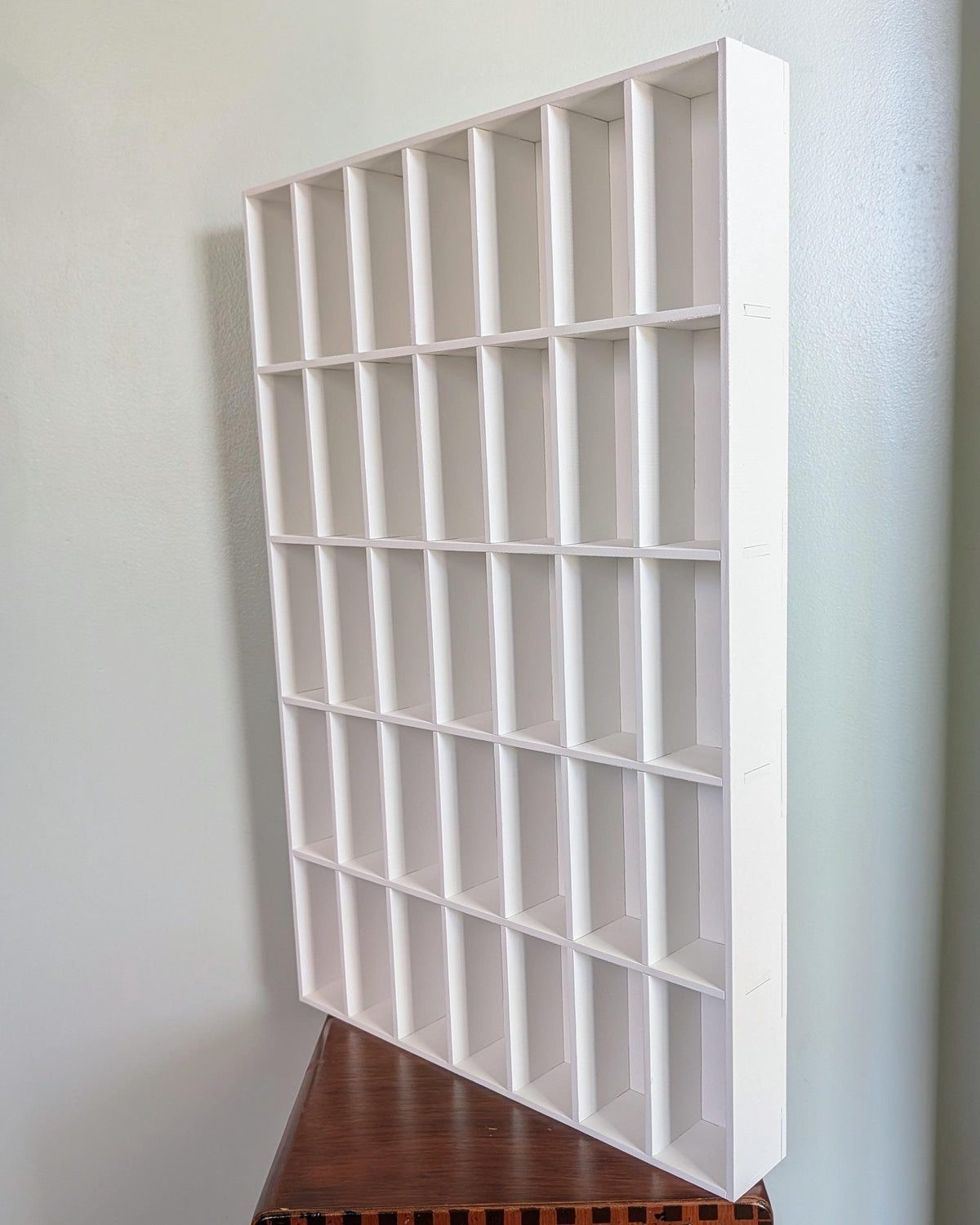 35 Compartment Wooden Display Shelf - 4.5x2 - Trinket Shelf - Curio Cabinet - Cubic