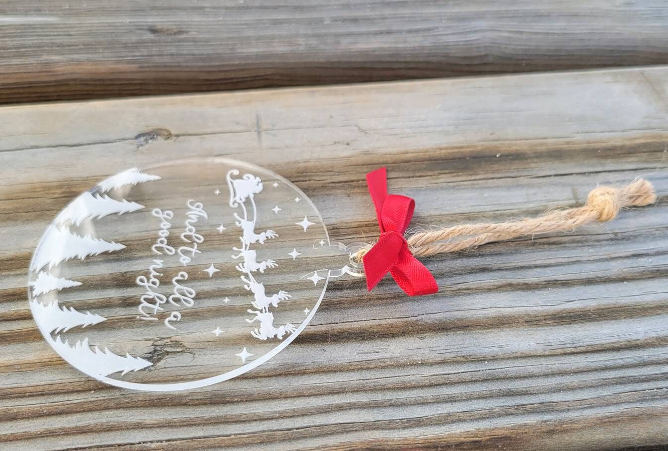 And To All A Good Night Santa Ornament - Reindeer Ornament - Clear Acrylic Ornament - Custom Ornament