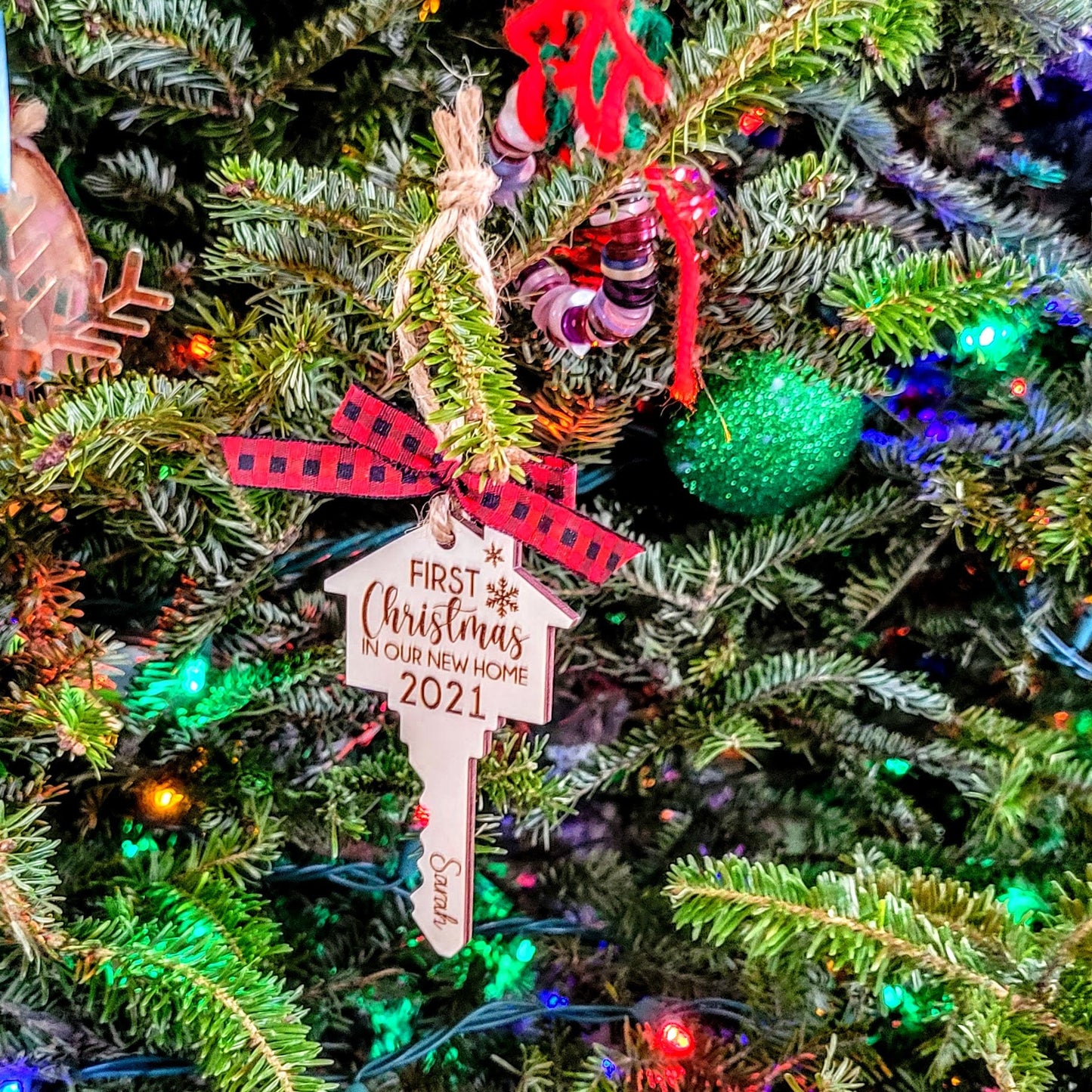 CUSTOM First Christmas In Our New Home Key Christmas Ornament - Personalized New Home Ornament - New Homeowner Gift