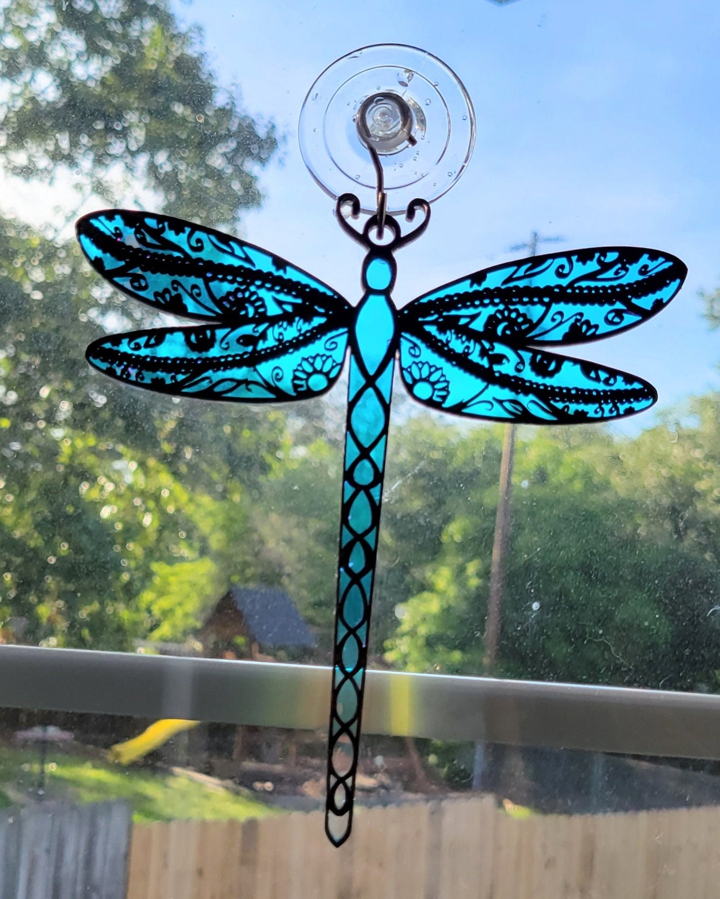 Iridescent Floral Dragonfly Suncatcher - Crystal Acrylic Suncatcher - Witchy Floral Dragonfly Decor - Window Light Sun Catcher
