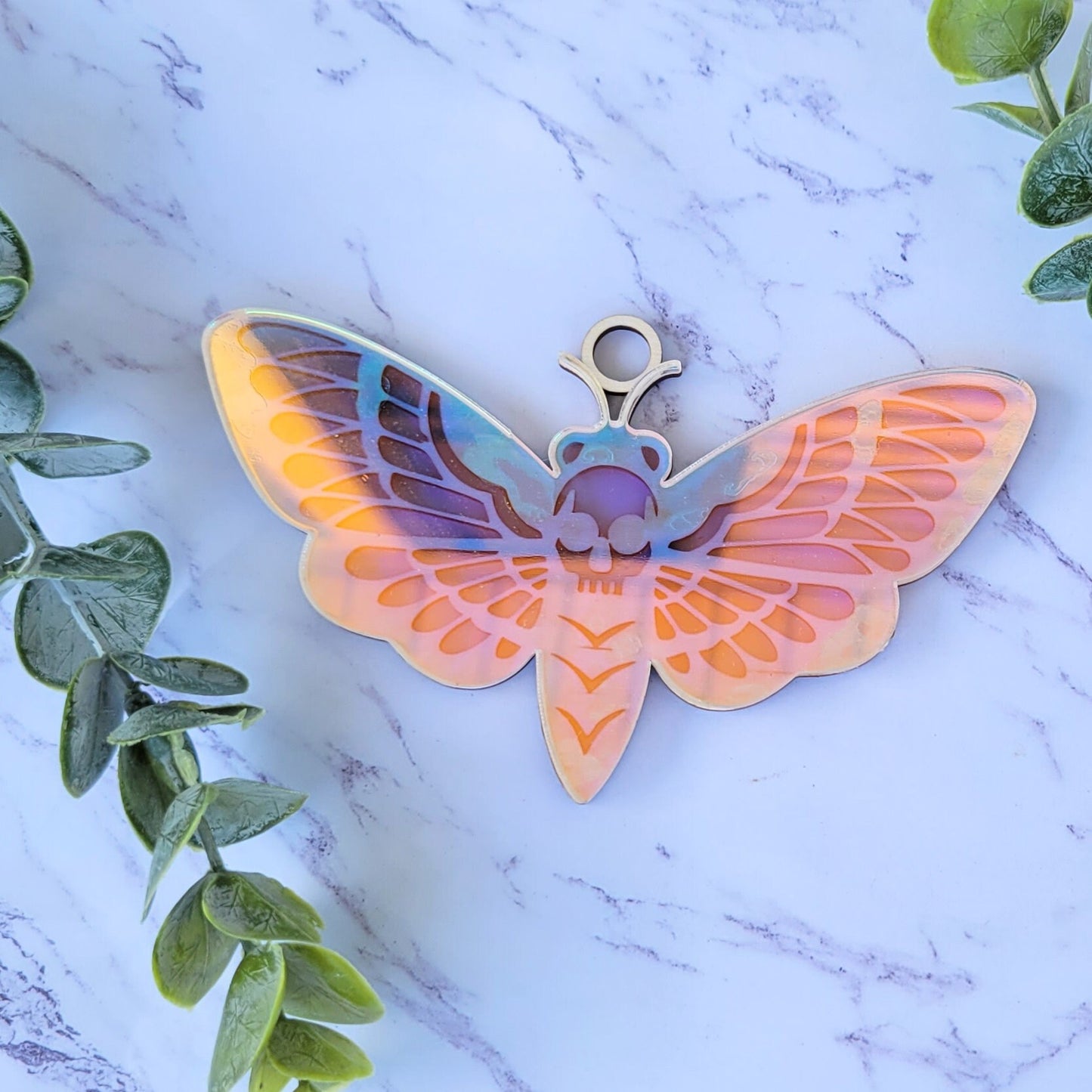 Iridescent Lunar Moth Suncatcher - Crystal Acrylic Suncatcher - Witchy Death Moth Decor - Window Light Sun Catcher