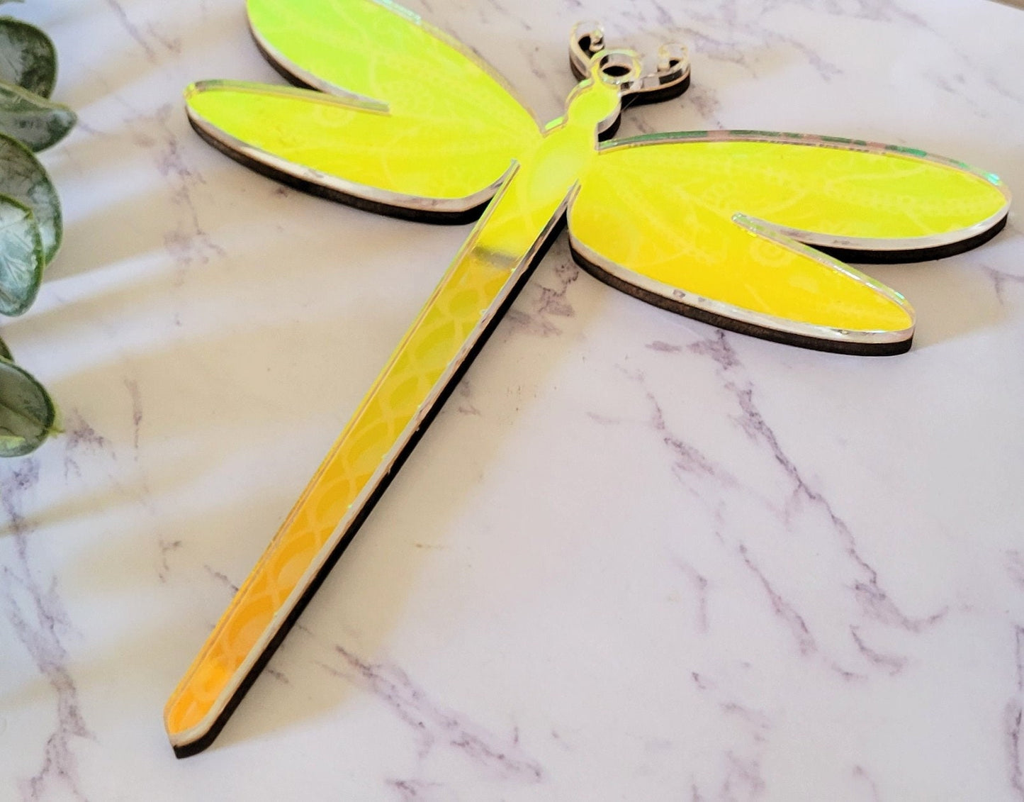 Iridescent Floral Dragonfly Suncatcher - Crystal Acrylic Suncatcher - Witchy Floral Dragonfly Decor - Window Light Sun Catcher