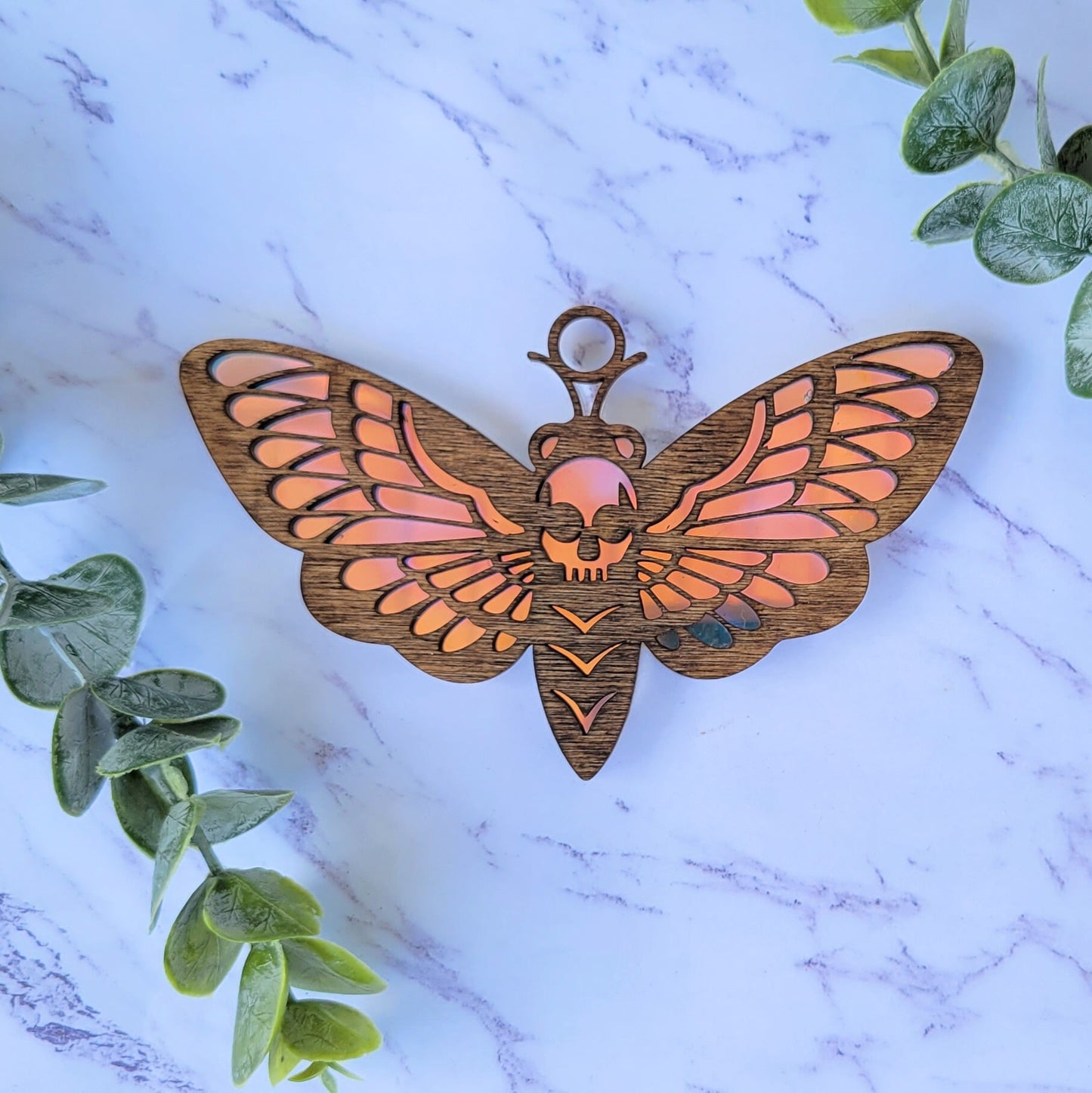 Iridescent Lunar Moth Suncatcher - Crystal Acrylic Suncatcher - Witchy Death Moth Decor - Window Light Sun Catcher