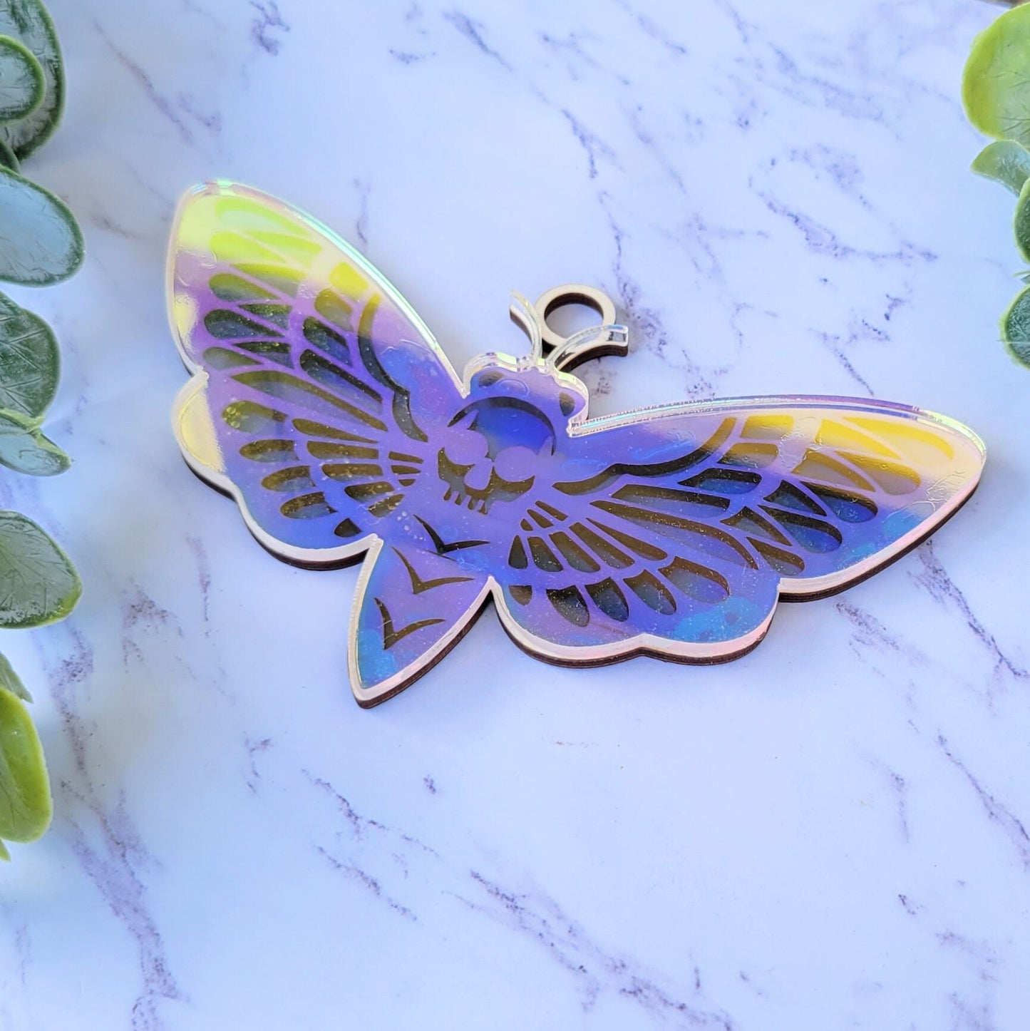 Iridescent Lunar Moth Suncatcher - Crystal Acrylic Suncatcher - Witchy Death Moth Decor - Window Light Sun Catcher