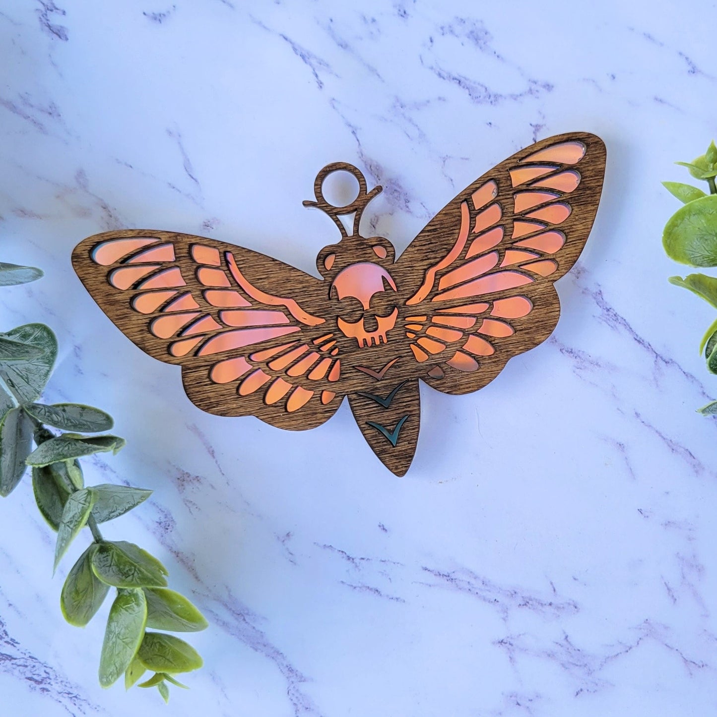 Iridescent Lunar Moth Suncatcher - Crystal Acrylic Suncatcher - Witchy Death Moth Decor - Window Light Sun Catcher
