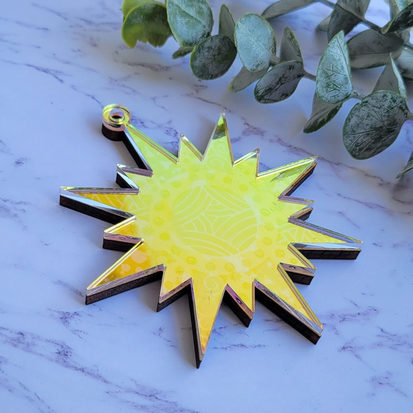 Iridescent Sun Mandala Suncatcher - Crystal Acrylic Suncatcher - Witchy Cottagecore Plant Decor - Window Light Sun Catcher