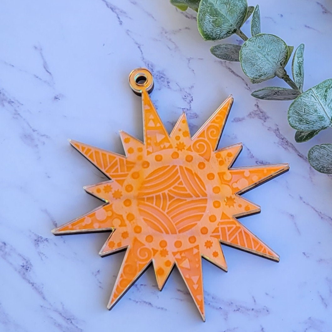 Iridescent Sun Mandala Suncatcher - Crystal Acrylic Suncatcher - Witchy Cottagecore Plant Decor - Window Light Sun Catcher