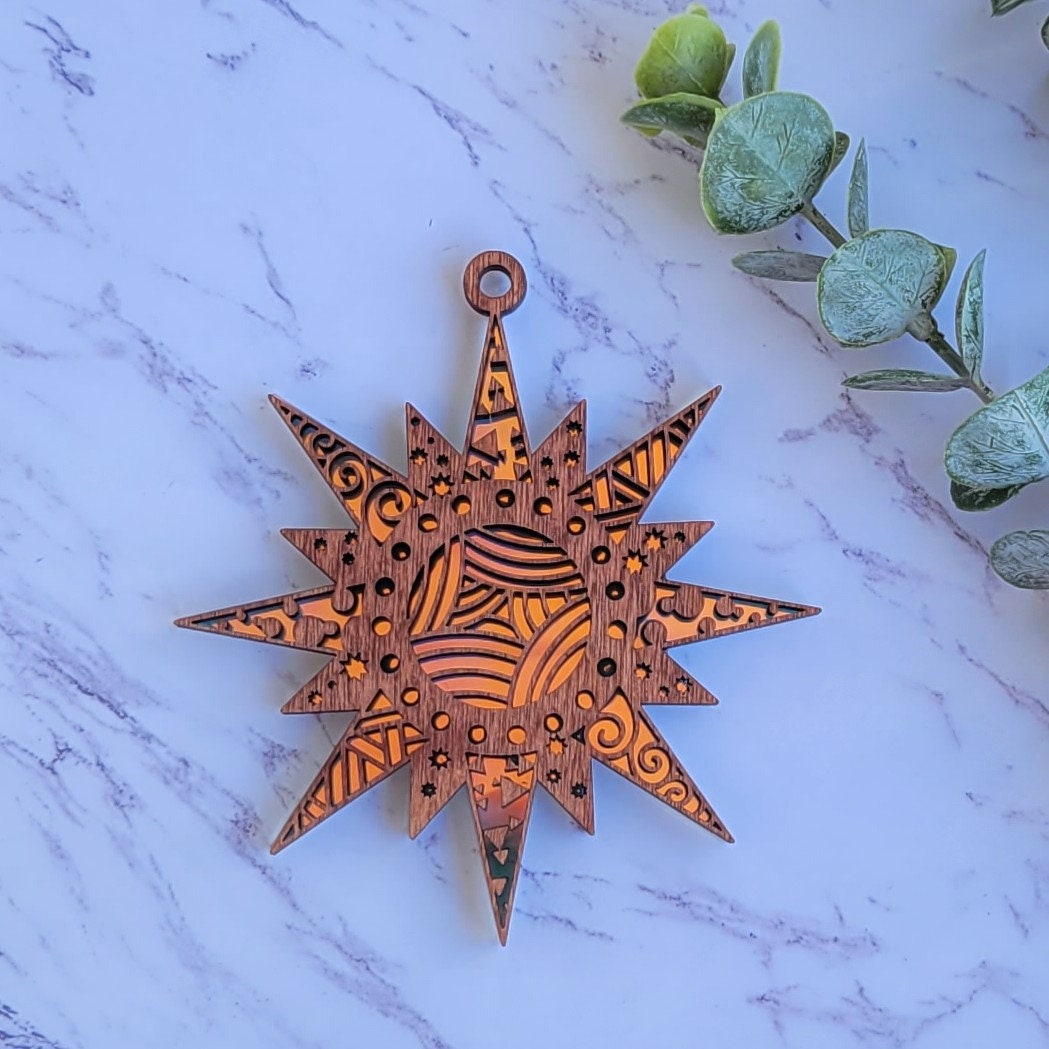 Iridescent Sun Mandala Suncatcher - Crystal Acrylic Suncatcher - Witchy Cottagecore Plant Decor - Window Light Sun Catcher