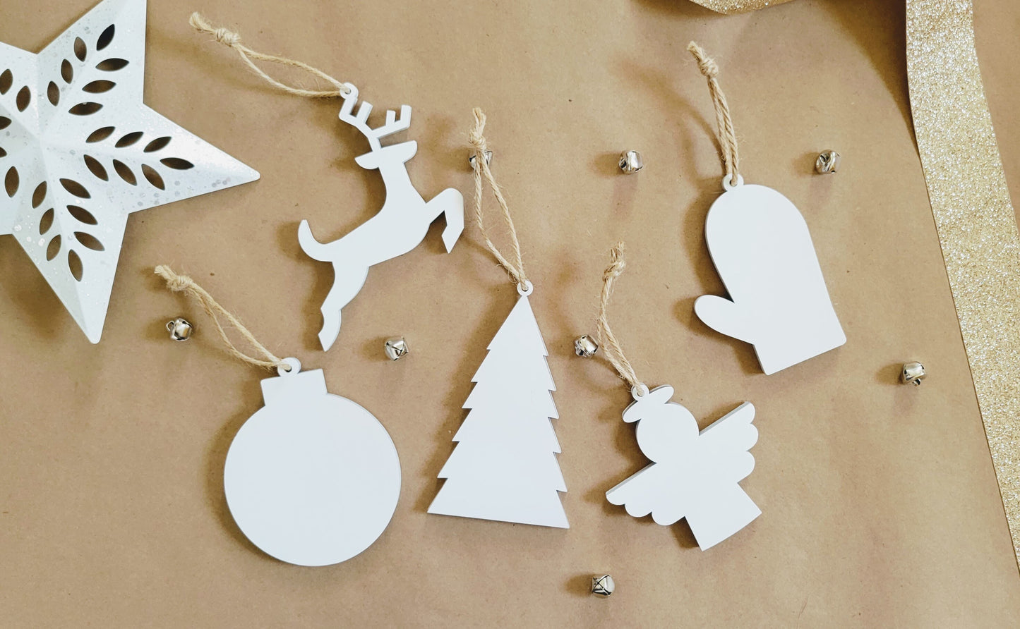 Minimalist Scandinavian Style Christmas Tree Ornaments - Hygge Christmas Ornaments - Rustic Ornament Set - Boho Christmas Ornaments