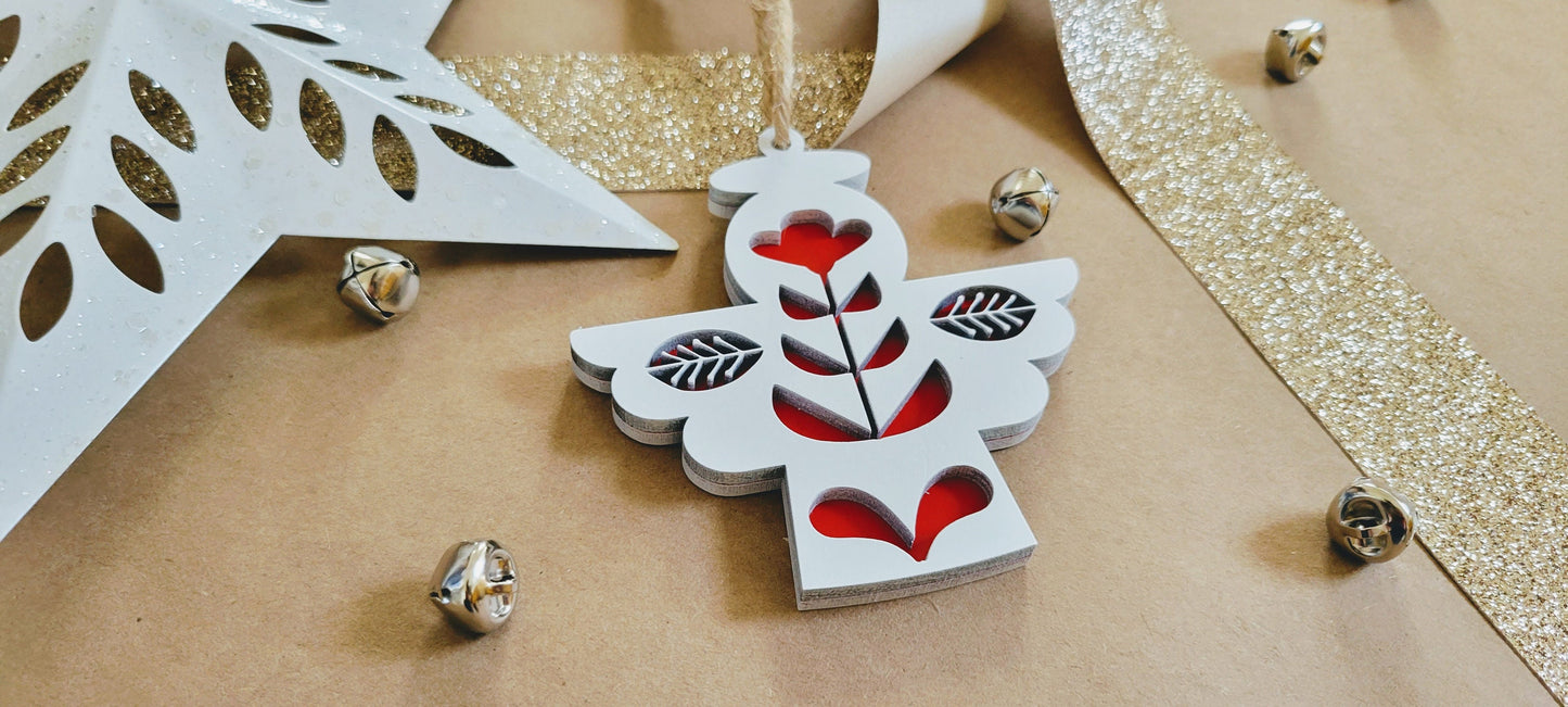 Minimalist Scandinavian Style Christmas Tree Ornaments - Hygge Christmas Ornaments - Rustic Ornament Set - Boho Christmas Ornaments