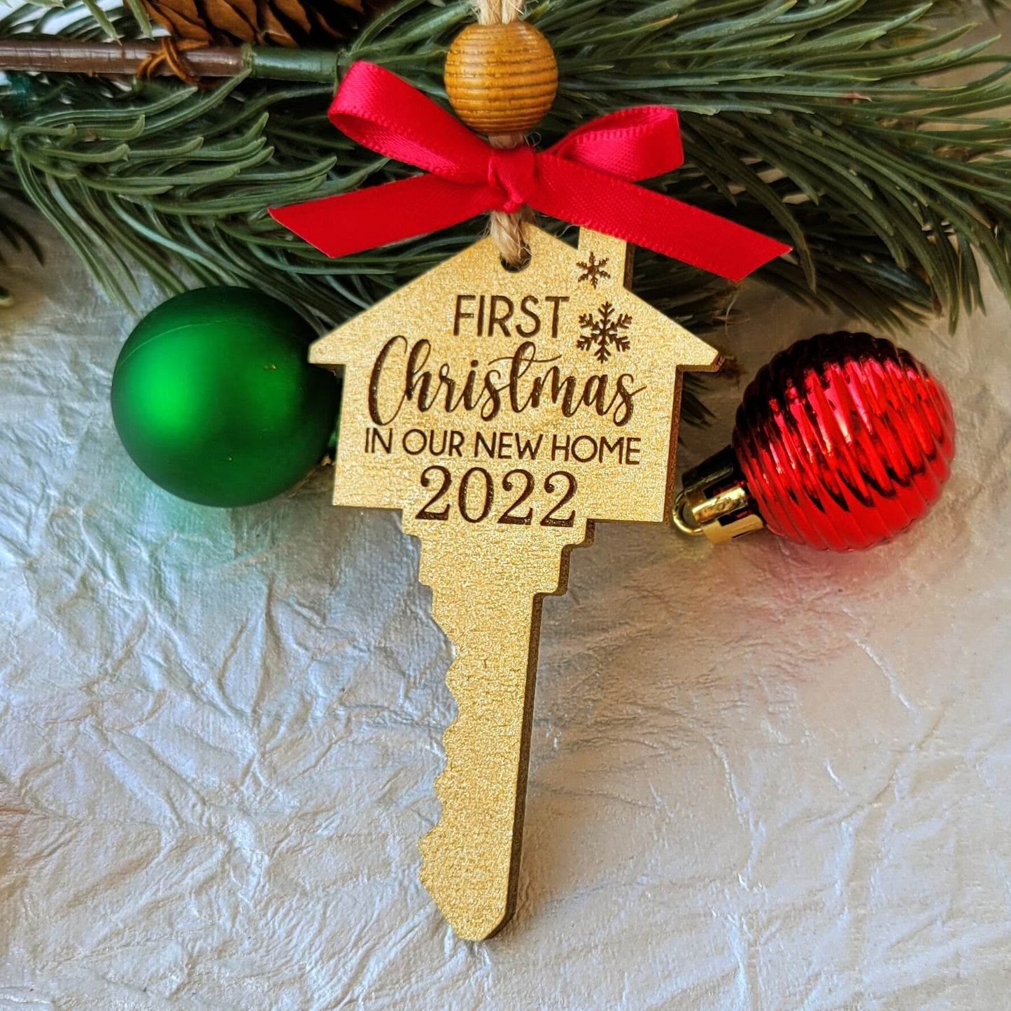 CUSTOM First Christmas In Our New Home Key Christmas Ornament - Personalized New Home Ornament - New Homeowner Gift