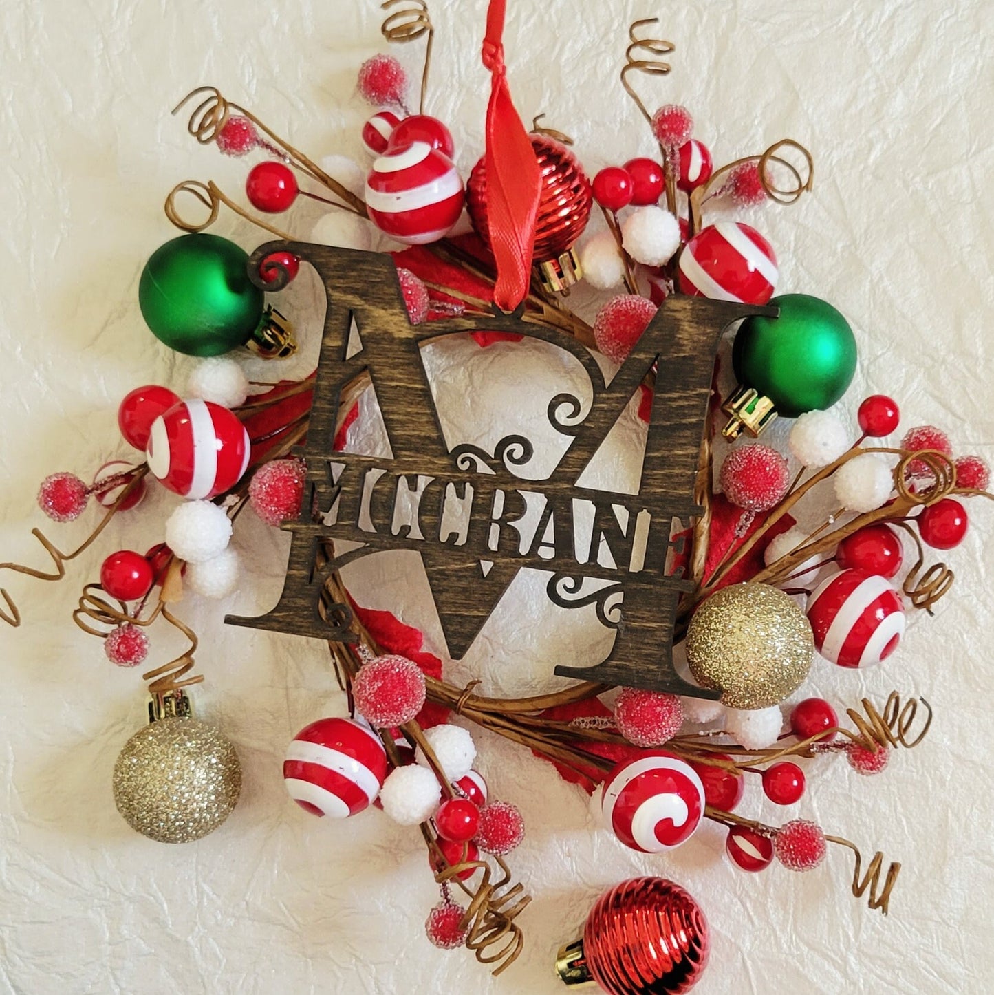 Wooden Monogram Christmas Ornament - Custom Name Ornament - Split Monogram Name Ornament - Personalized Ornament
