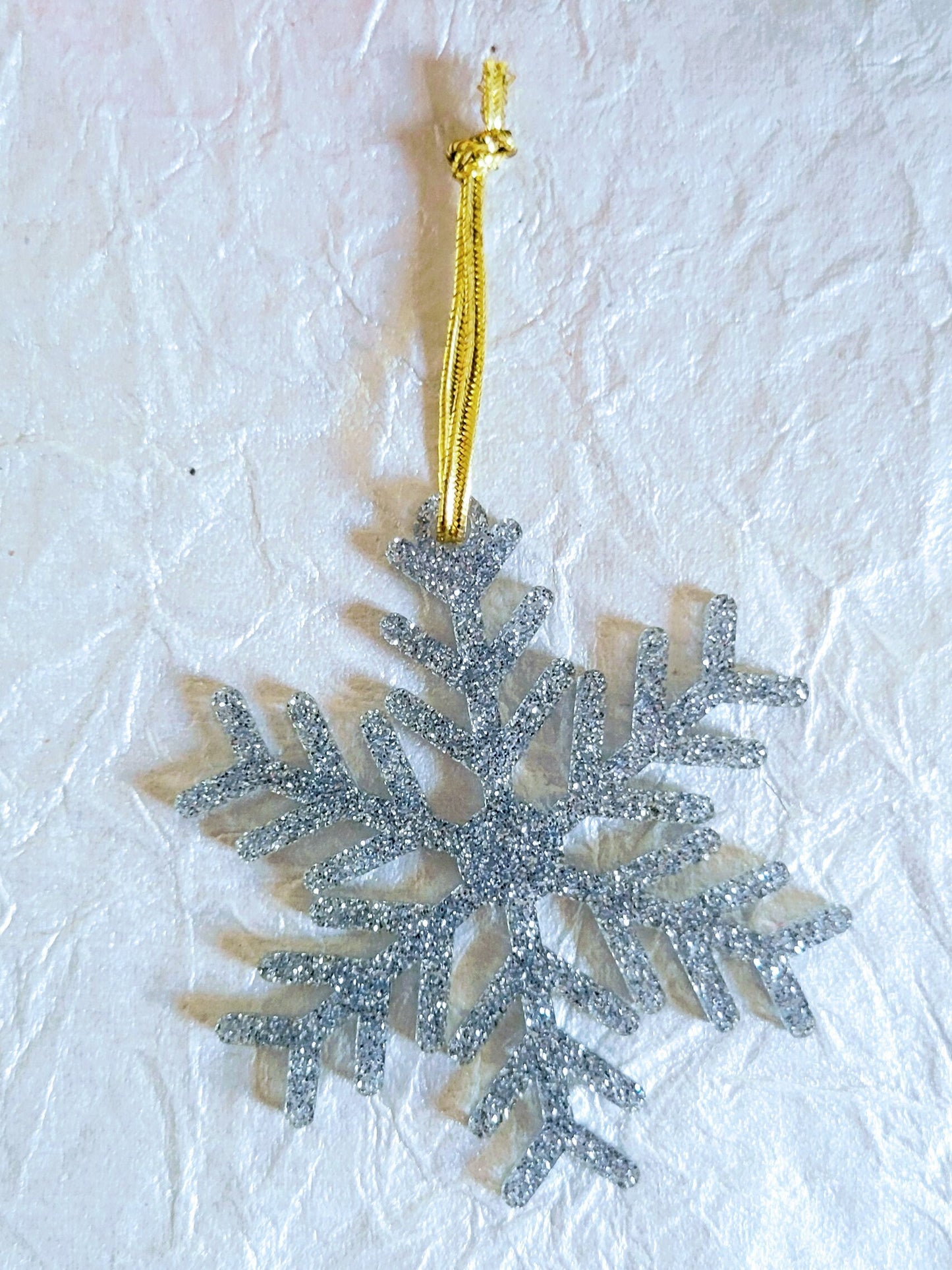 Set of 3 Snowflake Ornaments - Silver Glitter Snowflakes - Minimalist Ornaments- Ornament Sets - Snowflake Ornaments