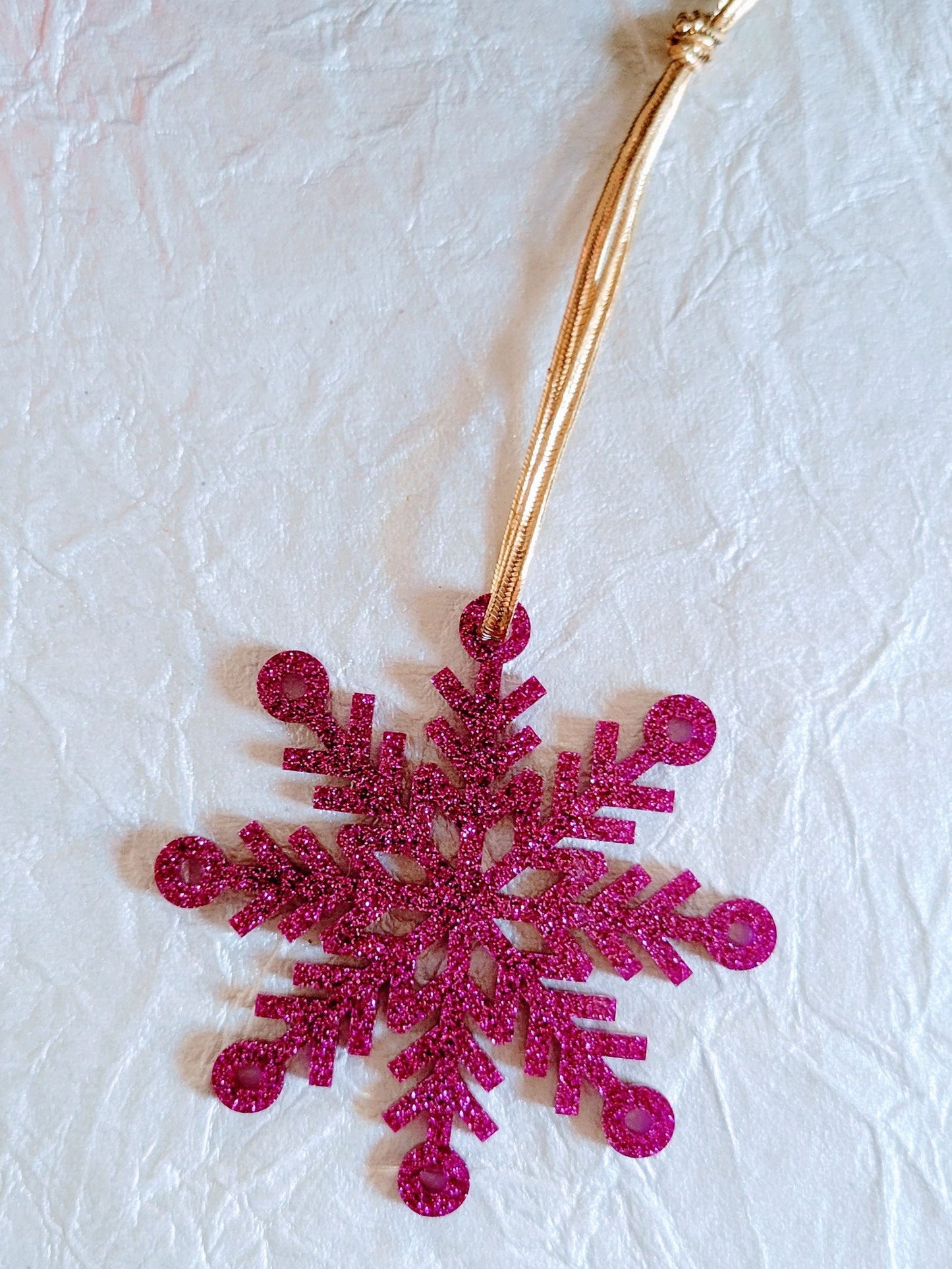 Set of 3 Snowflake Ornaments - Purple Glitter Snowflakes - Minimalist Ornaments- Ornament Sets - Snowflake Ornaments