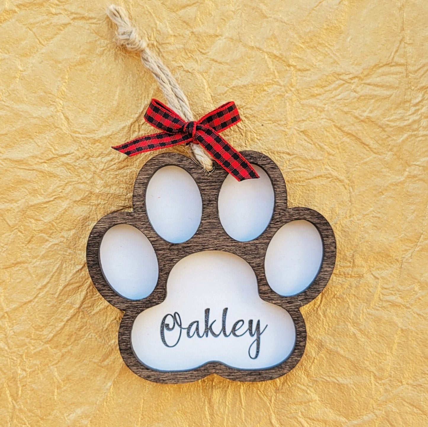 Personalized Pet Name Dog Paw Christmas Ornament - Dog Monogram Name Ornament - 2021 Dog Memory Commemorative Ornament - Wooden Ornament