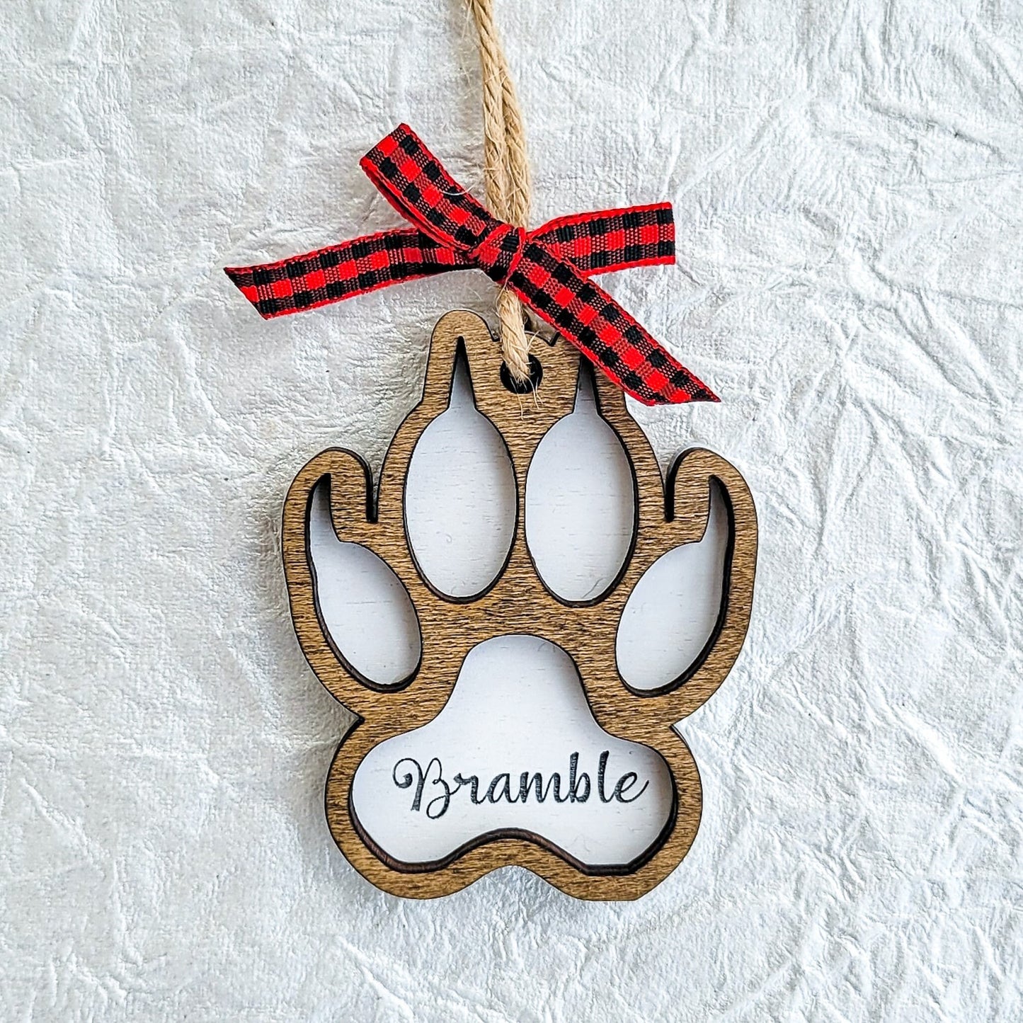 Personalized Pet Cat Name Christmas Ornament - Dog Cat Monogram Name Ornament - Cat Paw Memory Commemorative Ornament - Wooden Ornament