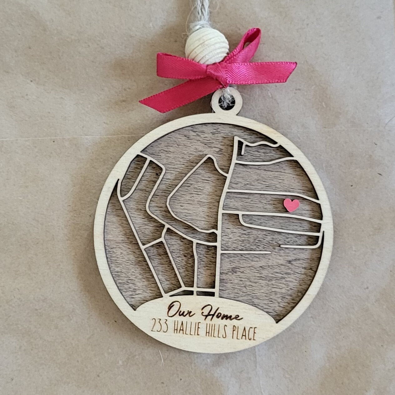 CUSTOM Any Map Address Home Engraved Wooden Christmas Ornament - Custom Home Housewarming Gift - Address Sign - New Home Ornament
