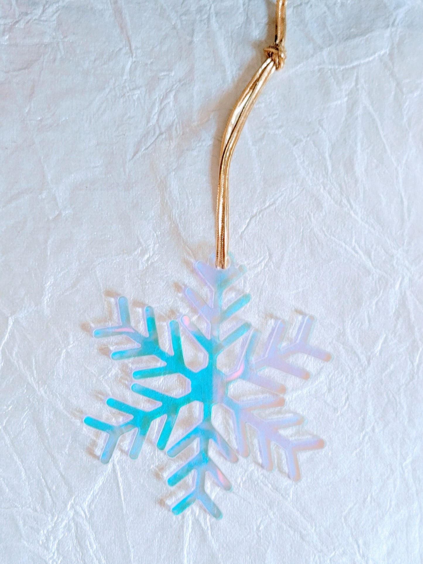 Set of 3 Snowflake Ornaments - Iridescent Snowflakes - Minimalist Ornaments- Ornament Sets - Snowflake Ornaments