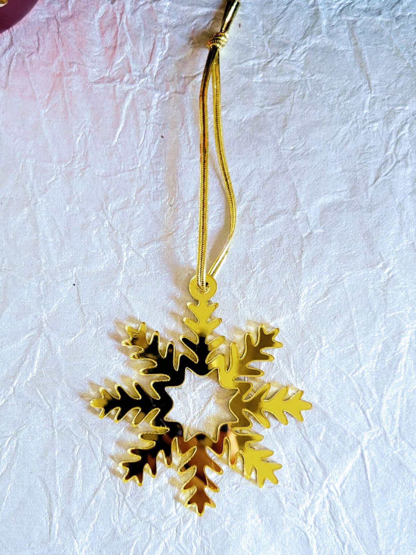 Set of 3 Snowflake Ornaments - Gold Mirror Snowflakes - Minimalist Ornaments- Ornament Sets - Snowflake Ornaments