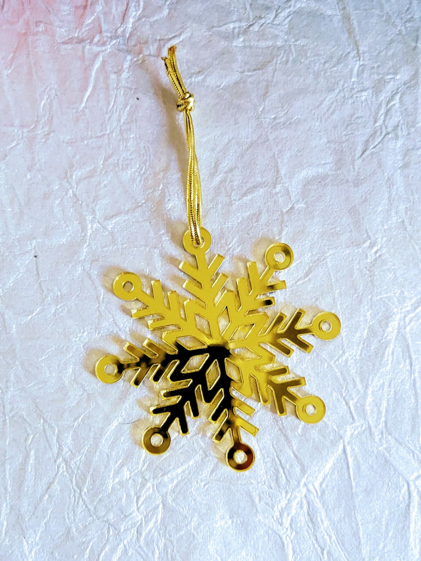 Set of 3 Snowflake Ornaments - Gold Mirror Snowflakes - Minimalist Ornaments- Ornament Sets - Snowflake Ornaments